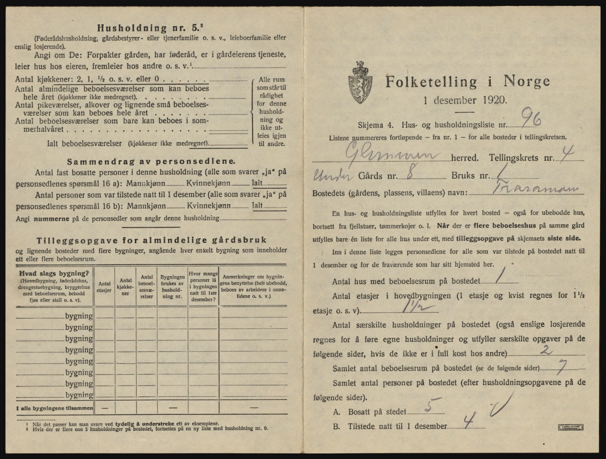 SAO, 1920 census for Glemmen, 1920, p. 1379