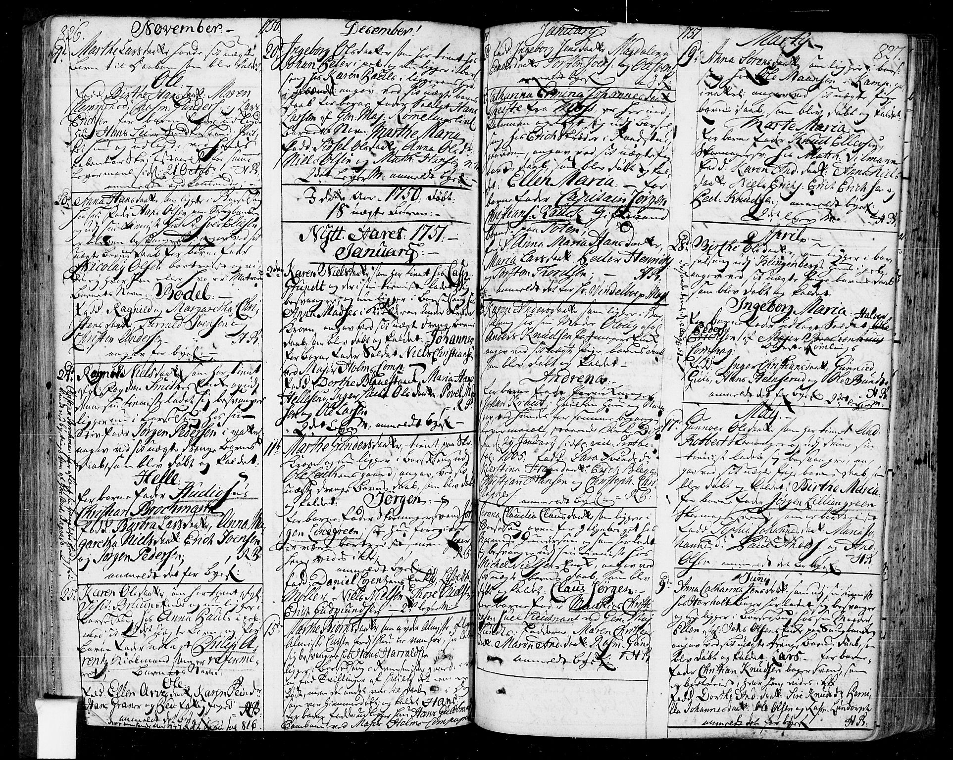 Oslo domkirke Kirkebøker, SAO/A-10752/F/Fa/L0004: Parish register (official) no. 4, 1743-1786, p. 826-827