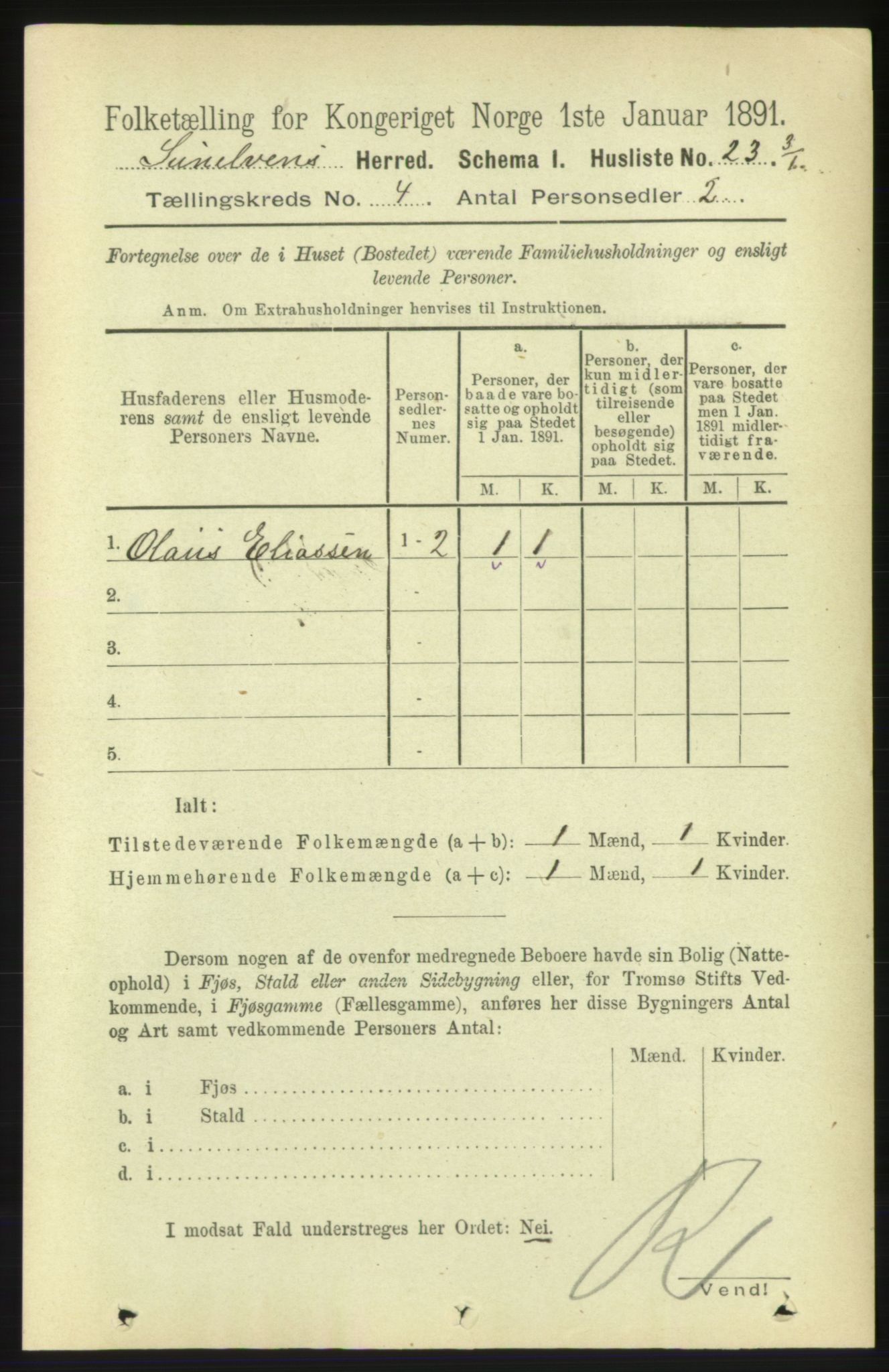 RA, 1891 census for 1523 Sunnylven, 1891, p. 860