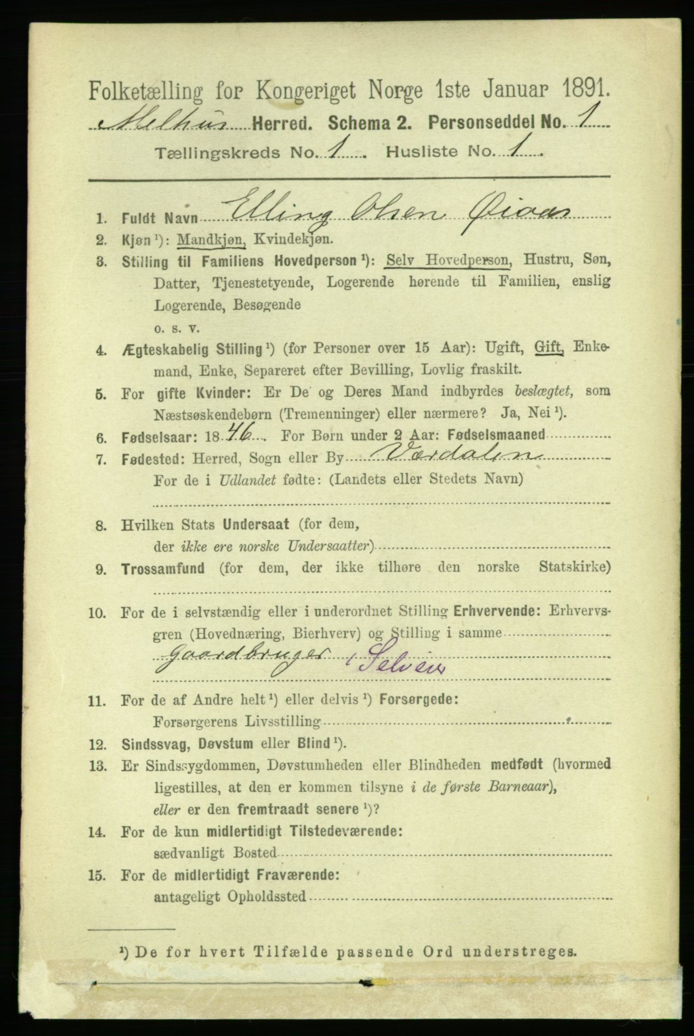 RA, 1891 census for 1653 Melhus, 1891, p. 120