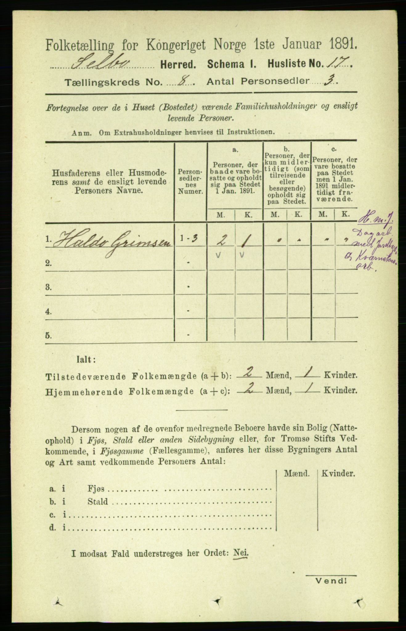 RA, 1891 census for 1664 Selbu, 1891, p. 2861