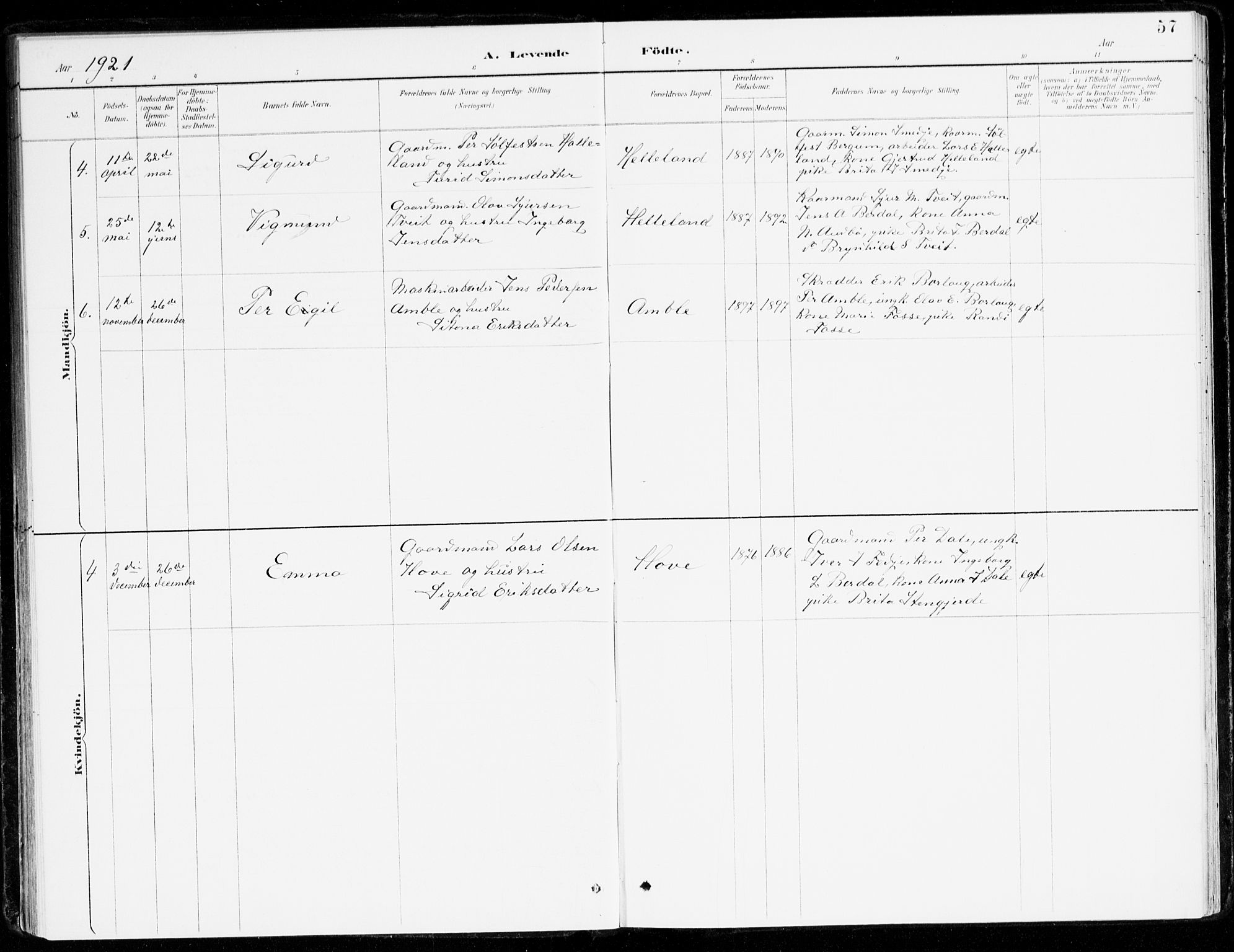 Leikanger sokneprestembete, AV/SAB-A-81001: Parish register (official) no. D 1, 1887-1922, p. 57