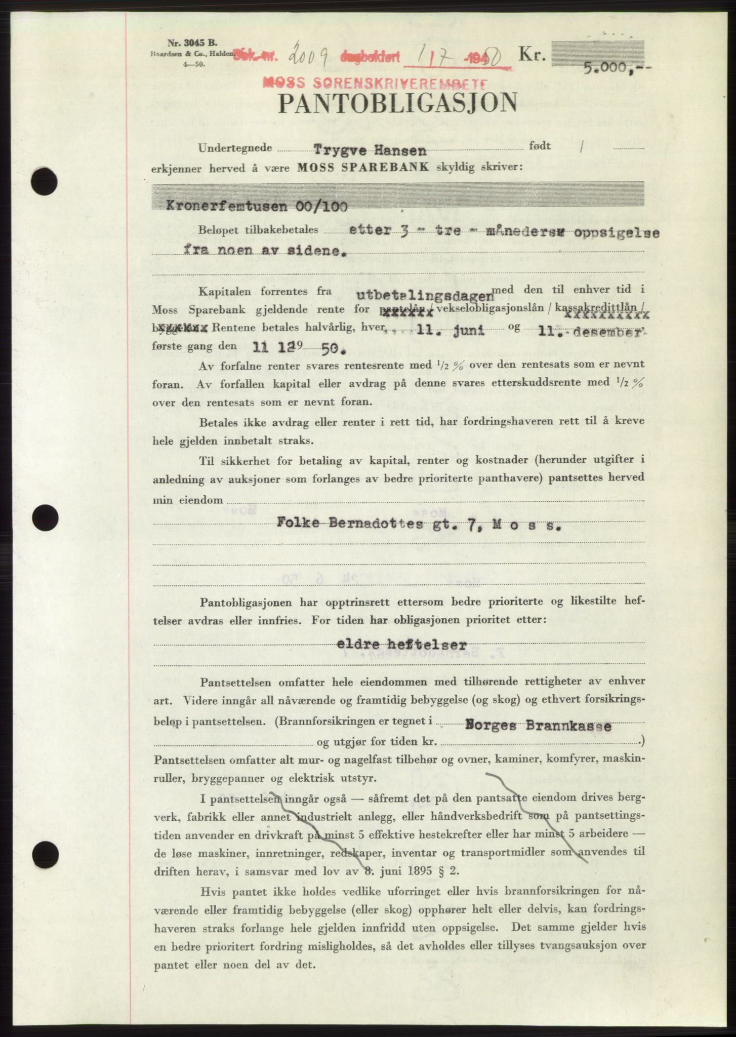 Moss sorenskriveri, AV/SAO-A-10168: Mortgage book no. B24, 1950-1950, Diary no: : 2009/1950