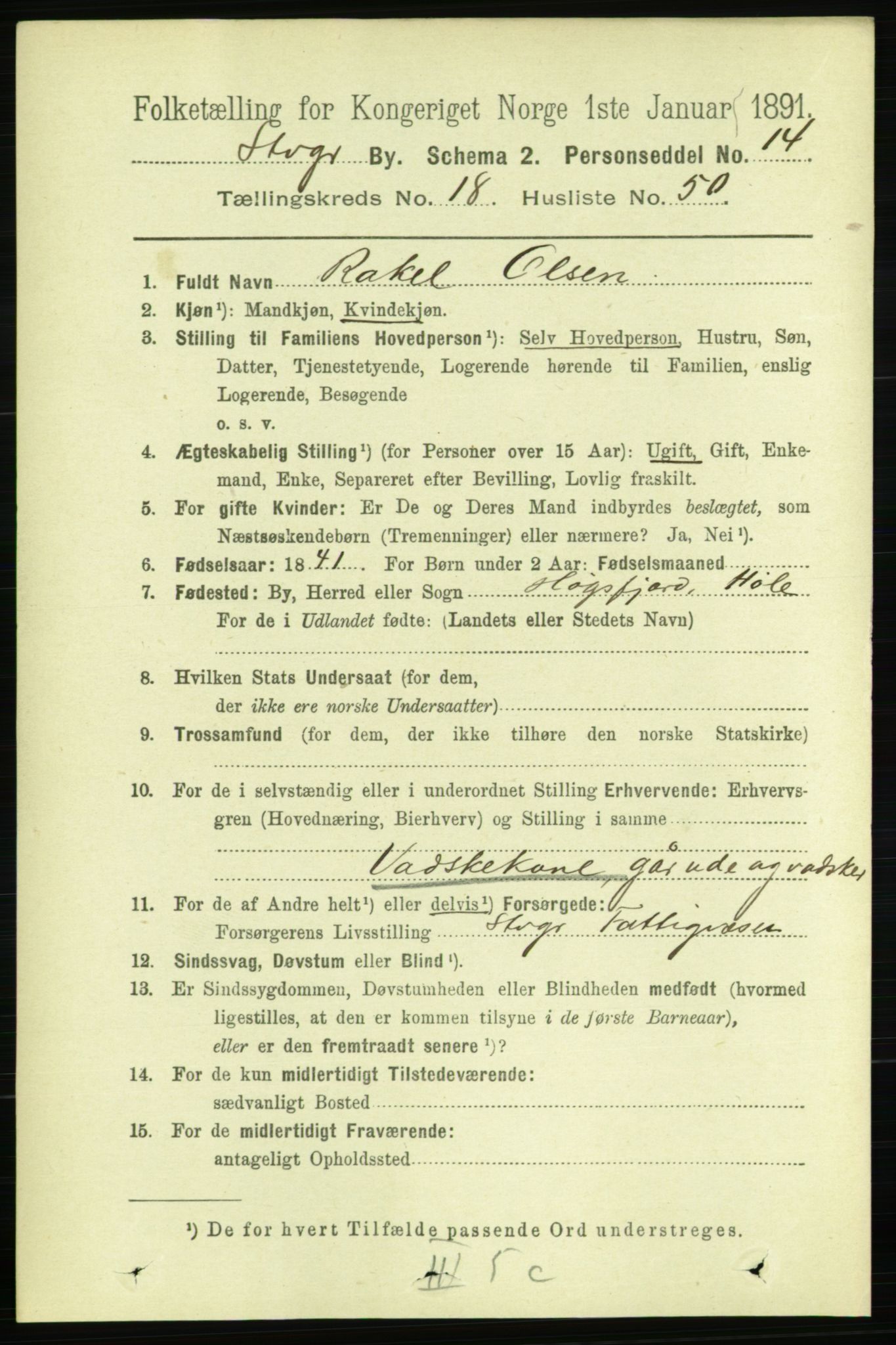 RA, 1891 census for 1103 Stavanger, 1891, p. 21936