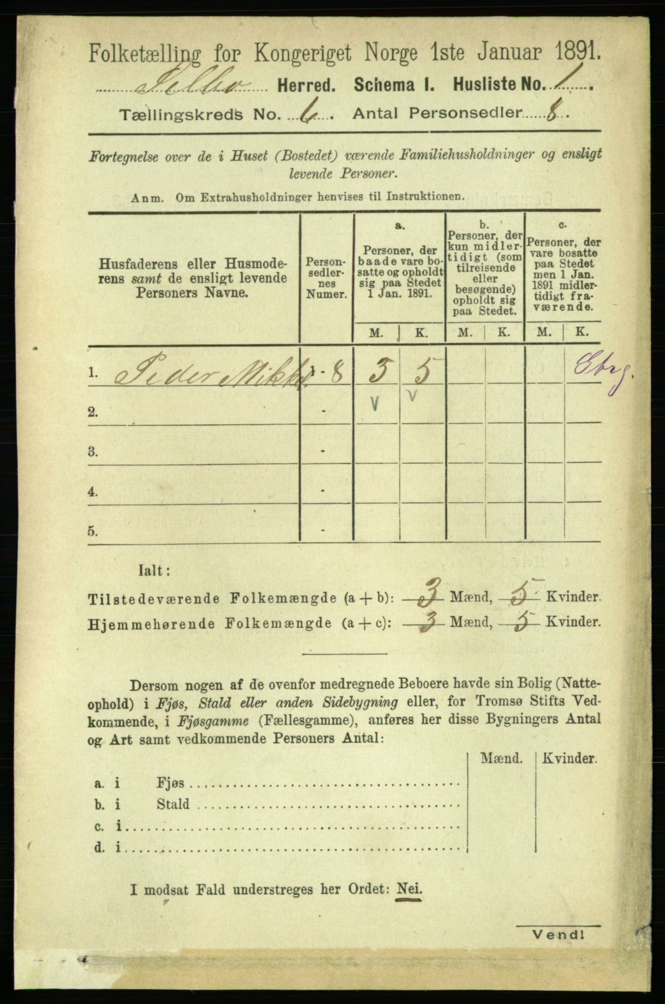 RA, 1891 census for 1664 Selbu, 1891, p. 2058