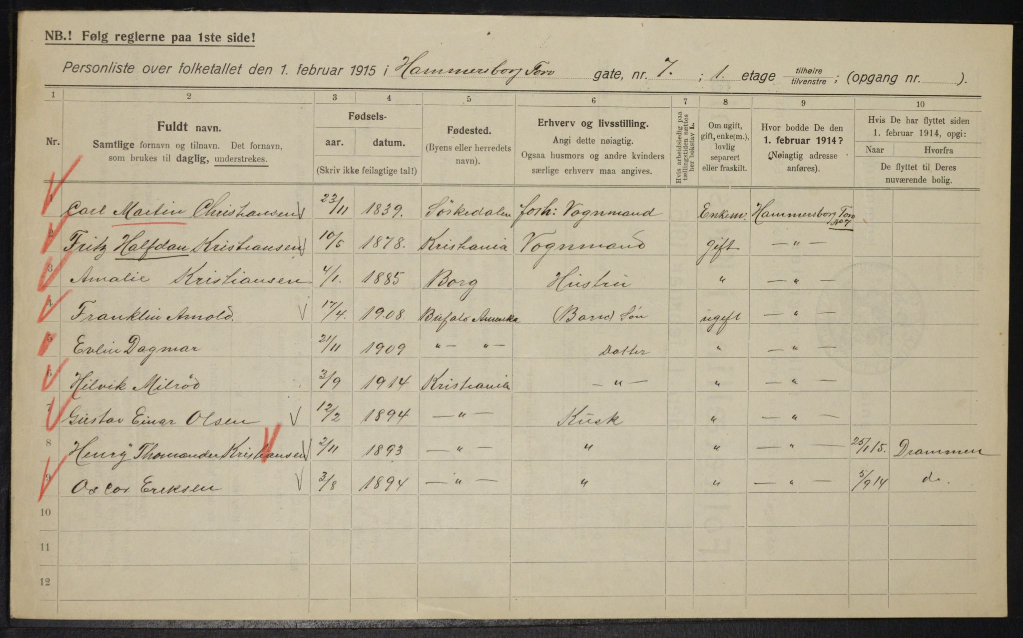 OBA, Municipal Census 1915 for Kristiania, 1915, p. 34135