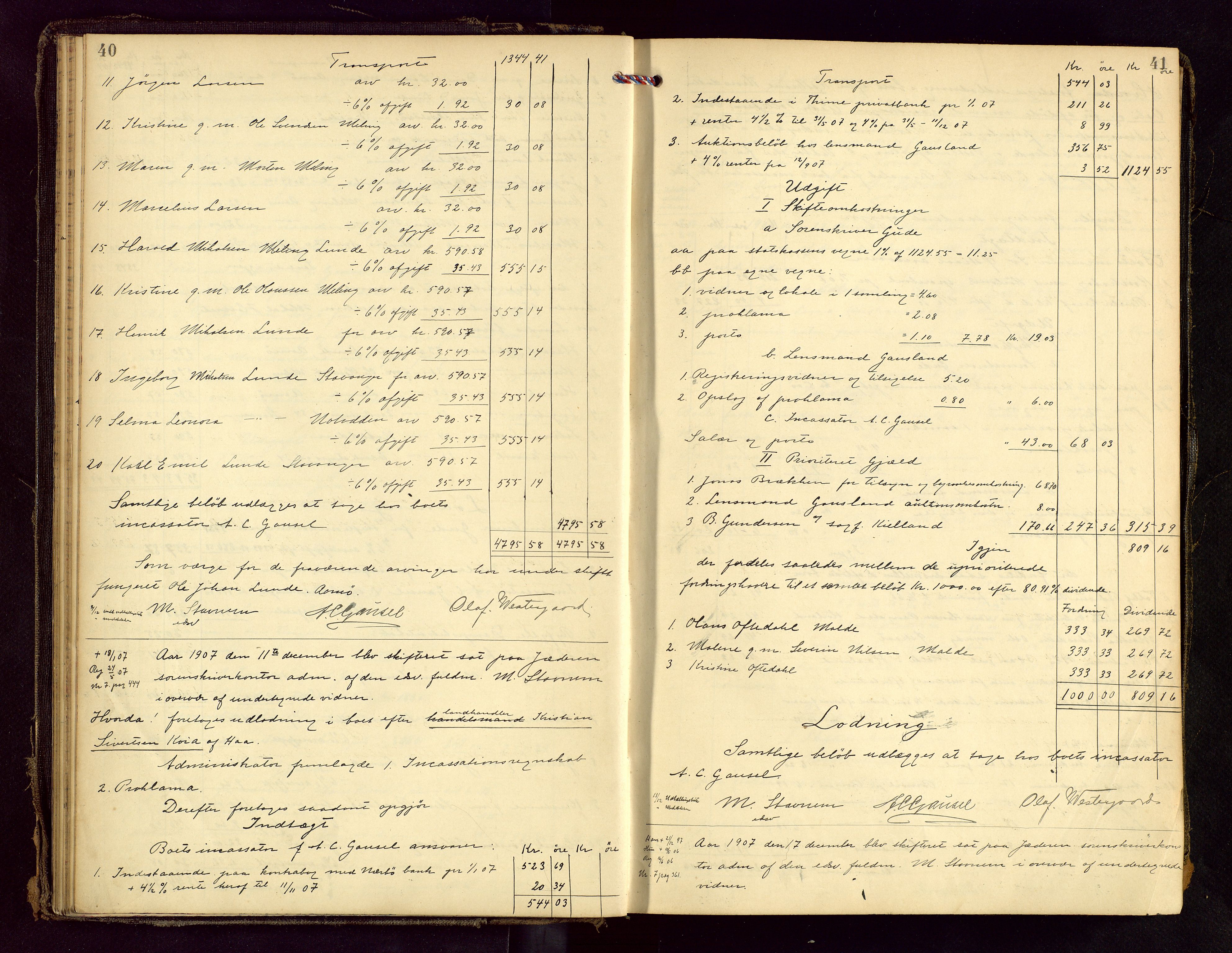 Jæren sorenskriveri, AV/SAST-A-100310/01/5/50/50BB/L0007: SKIFTEUTLODNINGSPROTOKOLL, 1907-1914, p. 40-41
