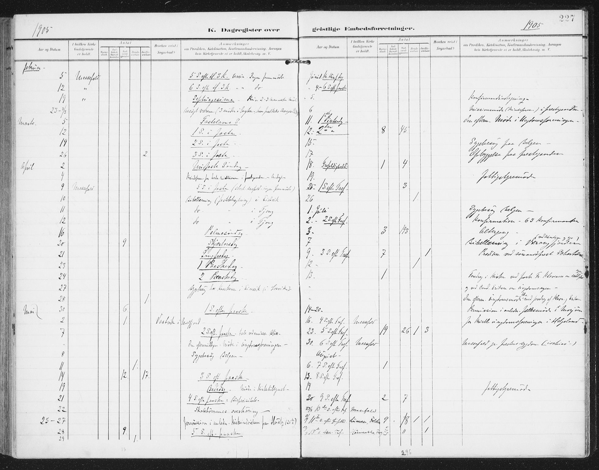 Ministerialprotokoller, klokkerbøker og fødselsregistre - Nordland, AV/SAT-A-1459/841/L0612: Parish register (official) no. 841A15, 1902-1910, p. 227