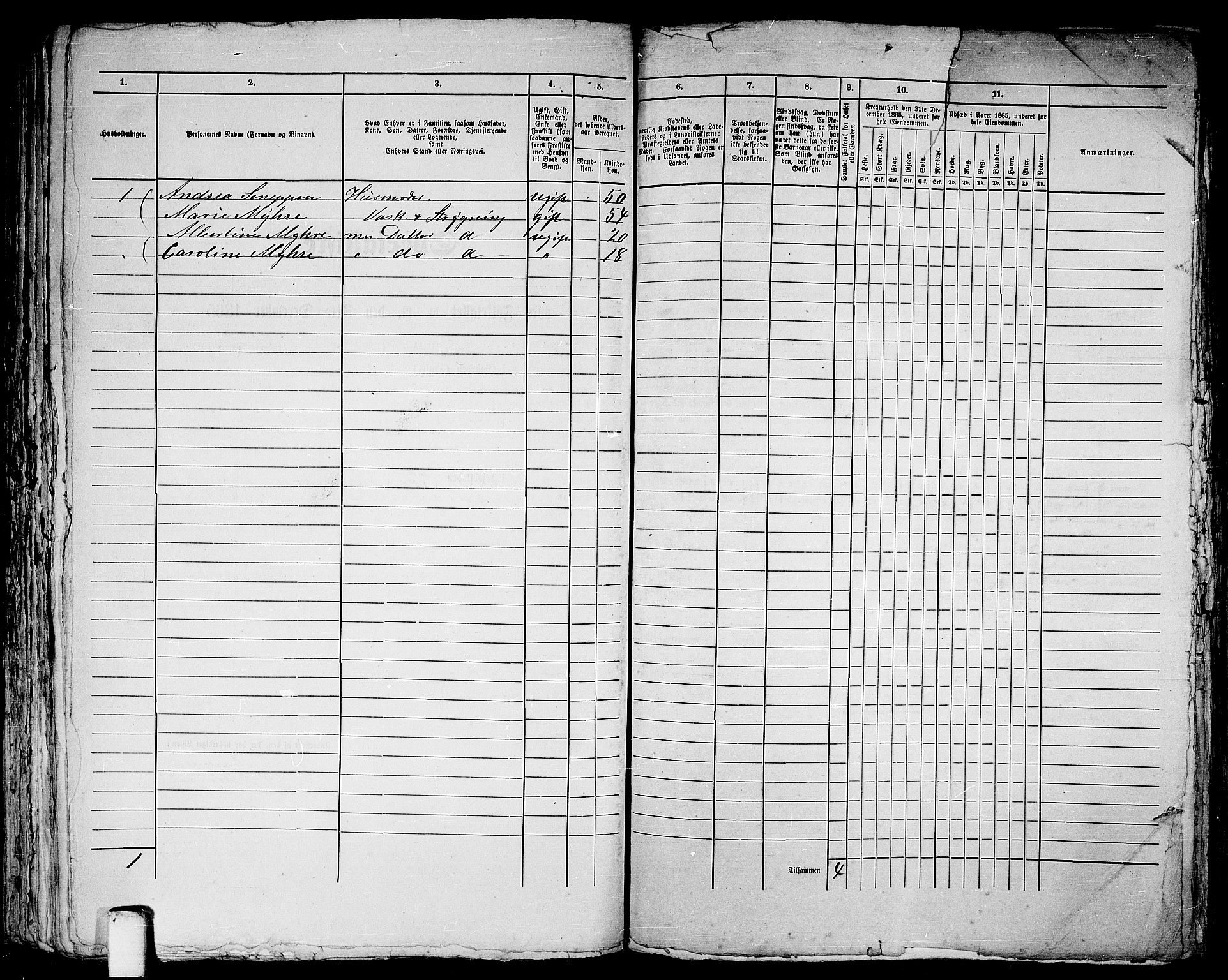 RA, 1865 census for Trondheim, 1865, p. 646