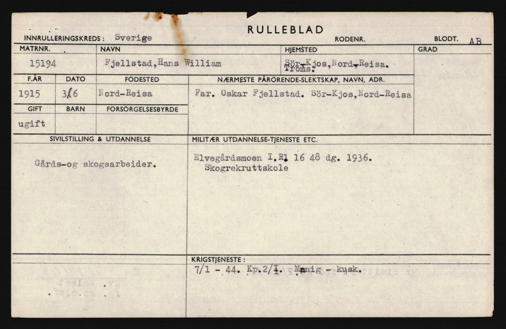 Forsvaret, Troms infanteriregiment nr. 16, AV/RA-RAFA-3146/P/Pa/L0020: Rulleblad for regimentets menige mannskaper, årsklasse 1936, 1936, p. 237