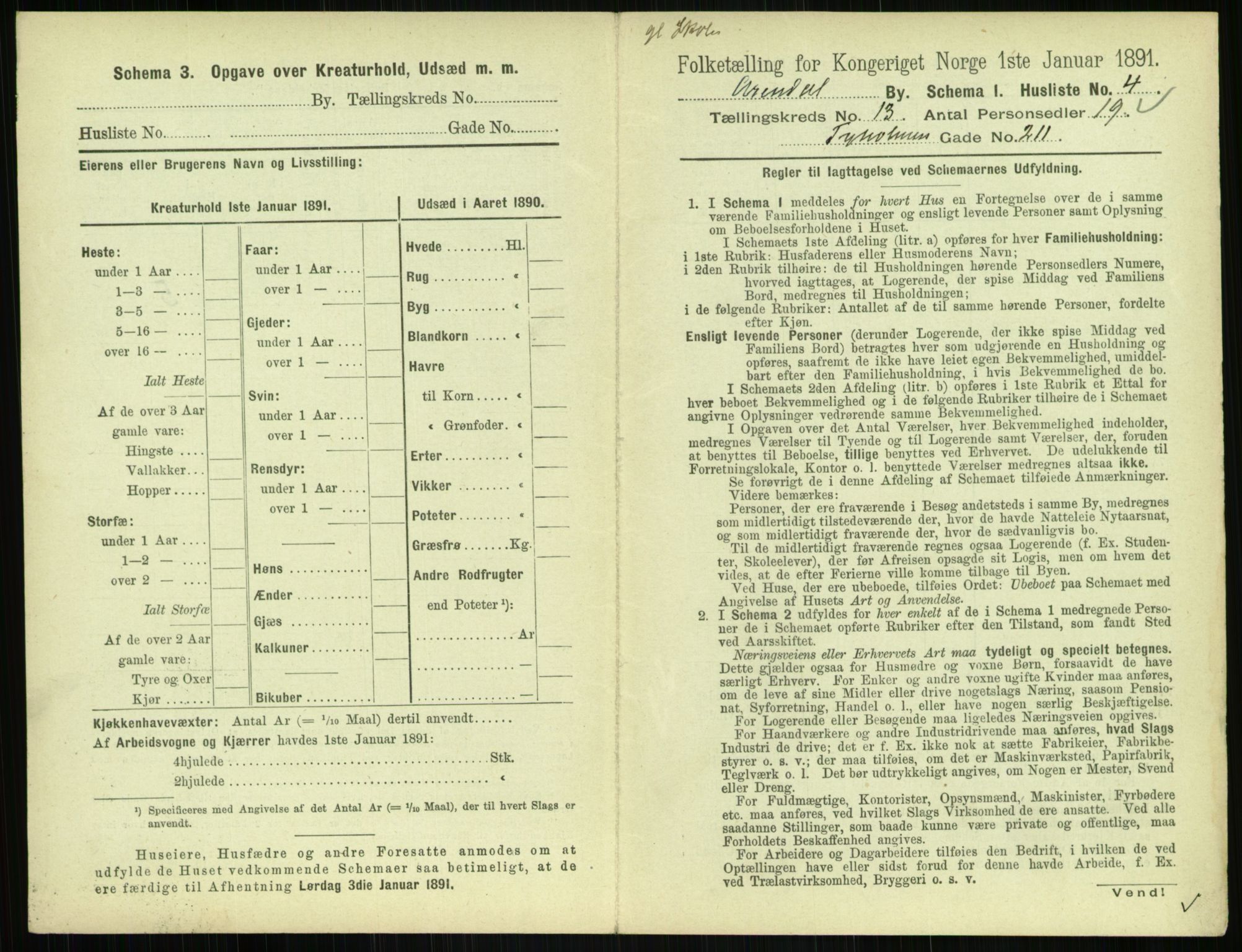 RA, 1891 census for 0903 Arendal, 1891, p. 676