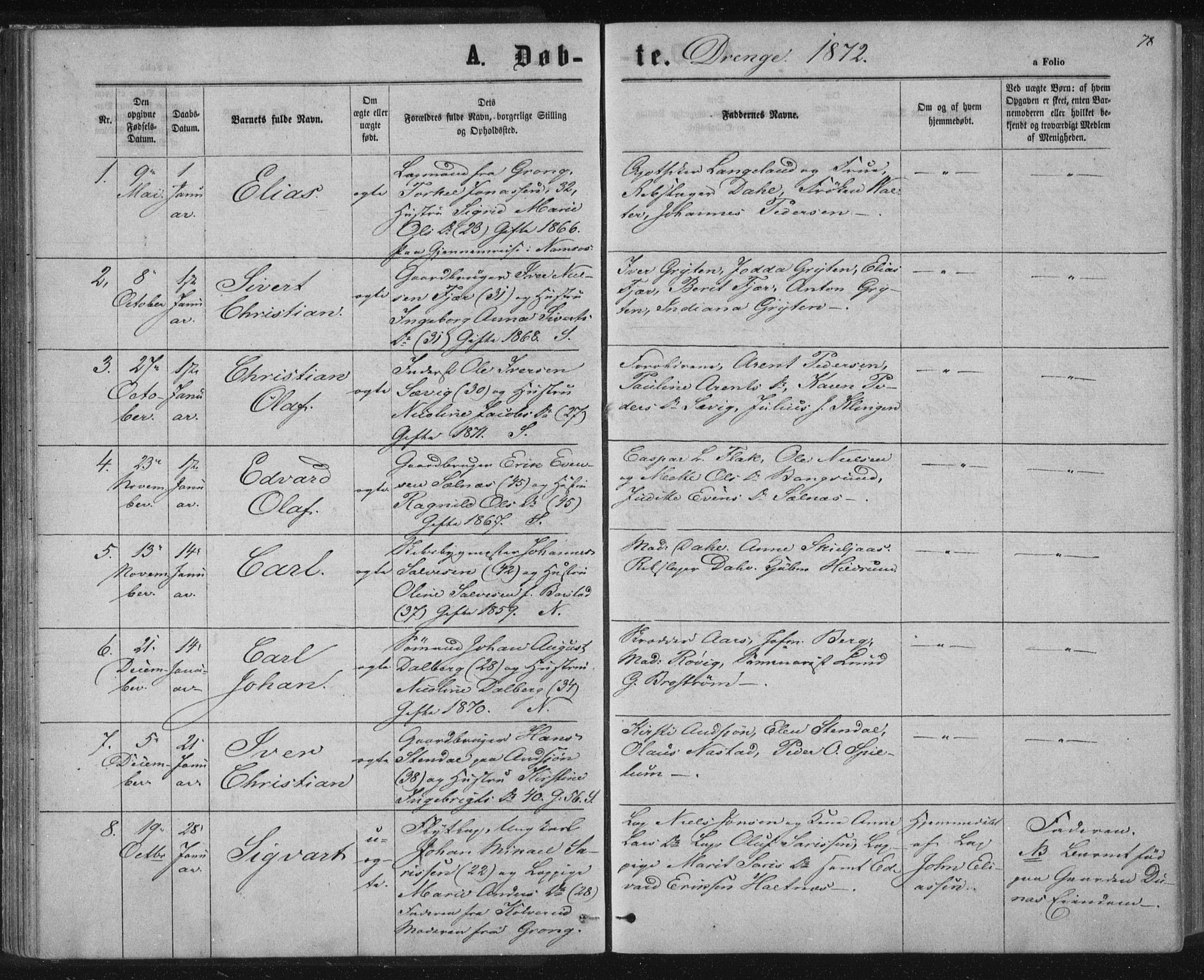 Ministerialprotokoller, klokkerbøker og fødselsregistre - Nord-Trøndelag, SAT/A-1458/768/L0570: Parish register (official) no. 768A05, 1865-1874, p. 78