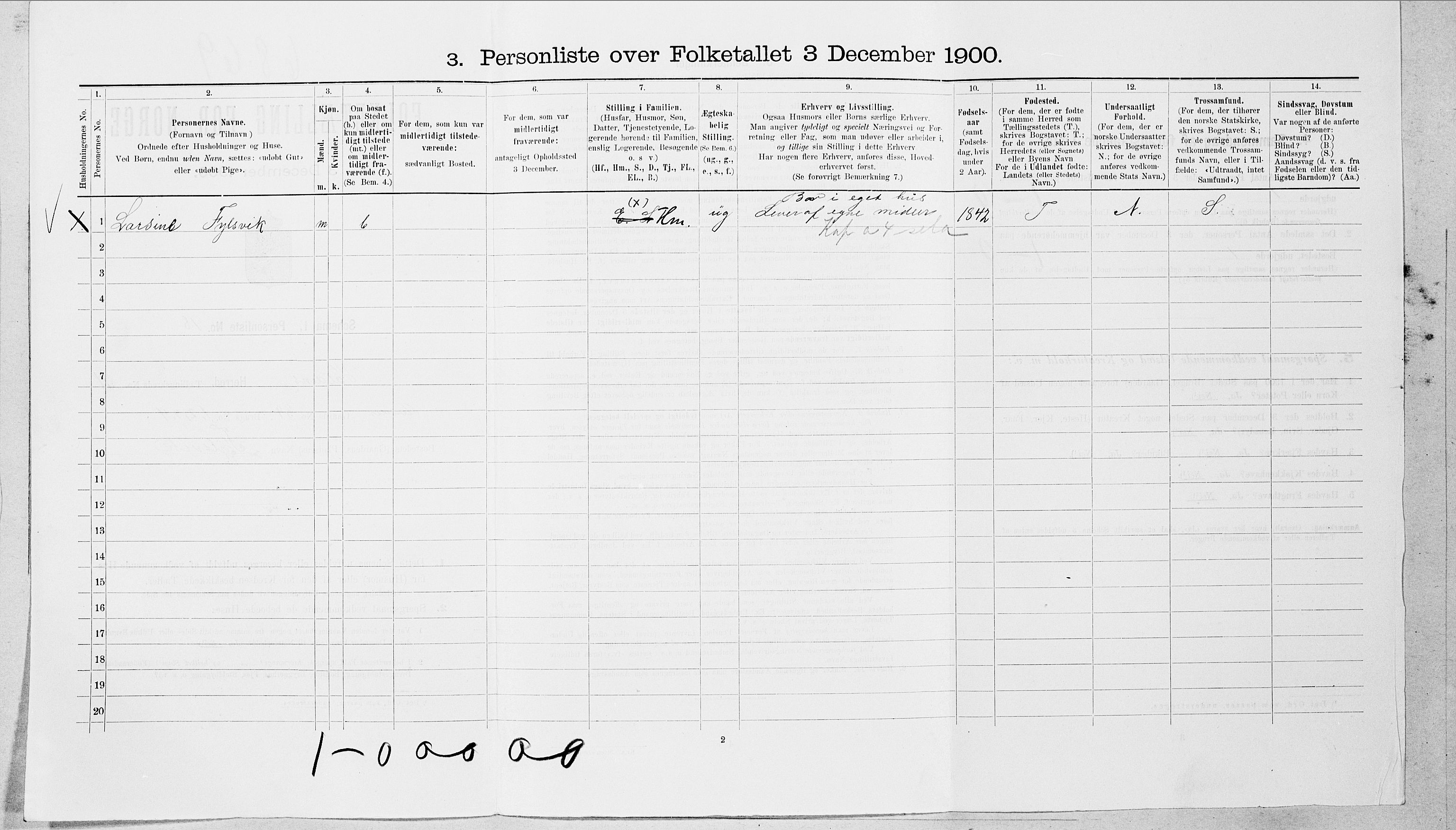 SAT, 1900 census for Volda, 1900, p. 954