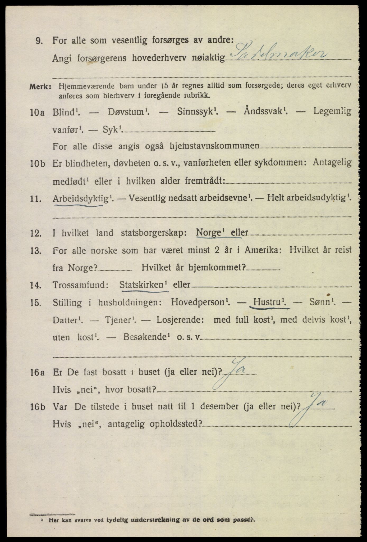 SAK, 1920 census for Sør-Audnedal, 1920, p. 3458