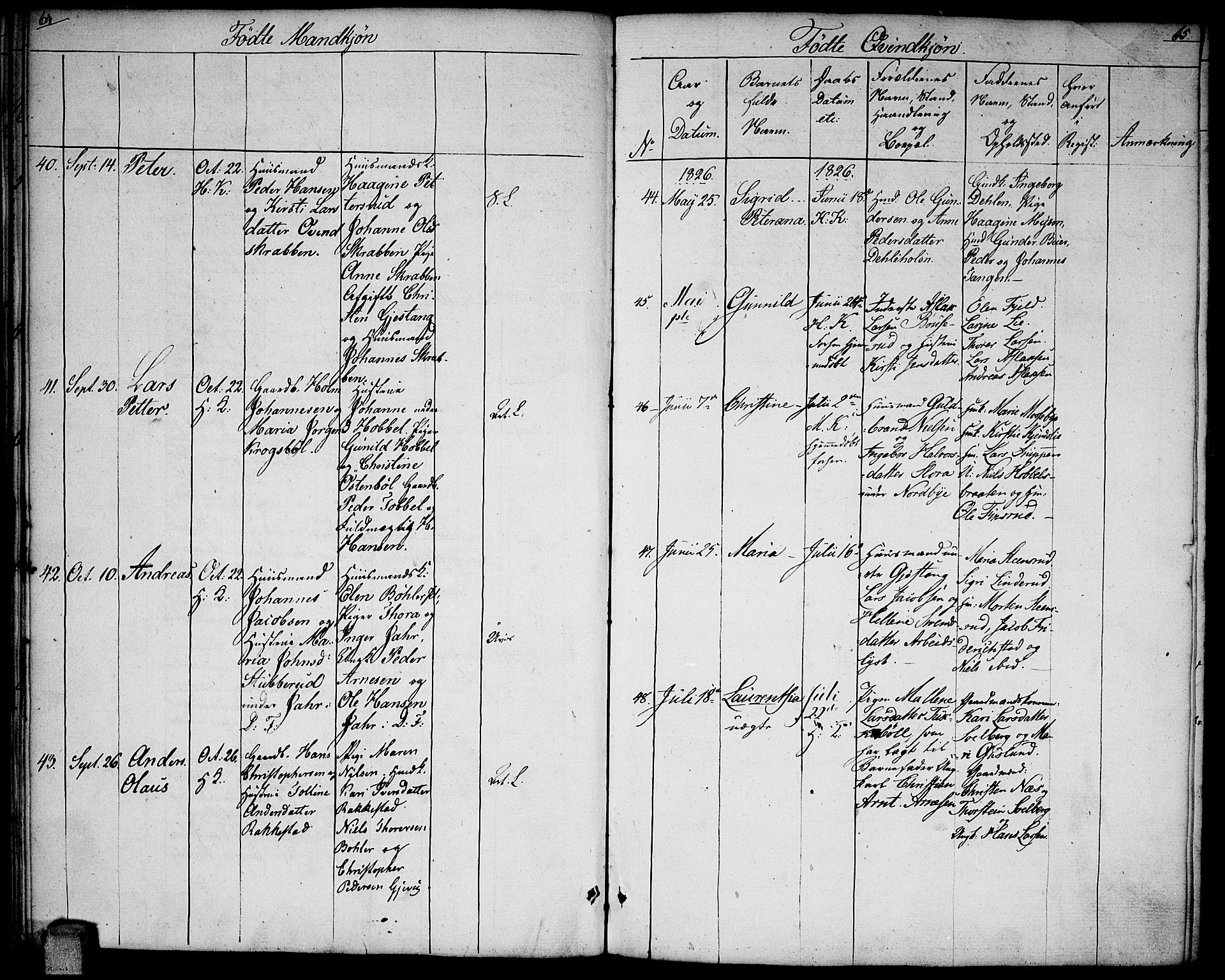 Enebakk prestekontor Kirkebøker, AV/SAO-A-10171c/F/Fa/L0007: Parish register (official) no. I 7, 1823-1832, p. 64-65