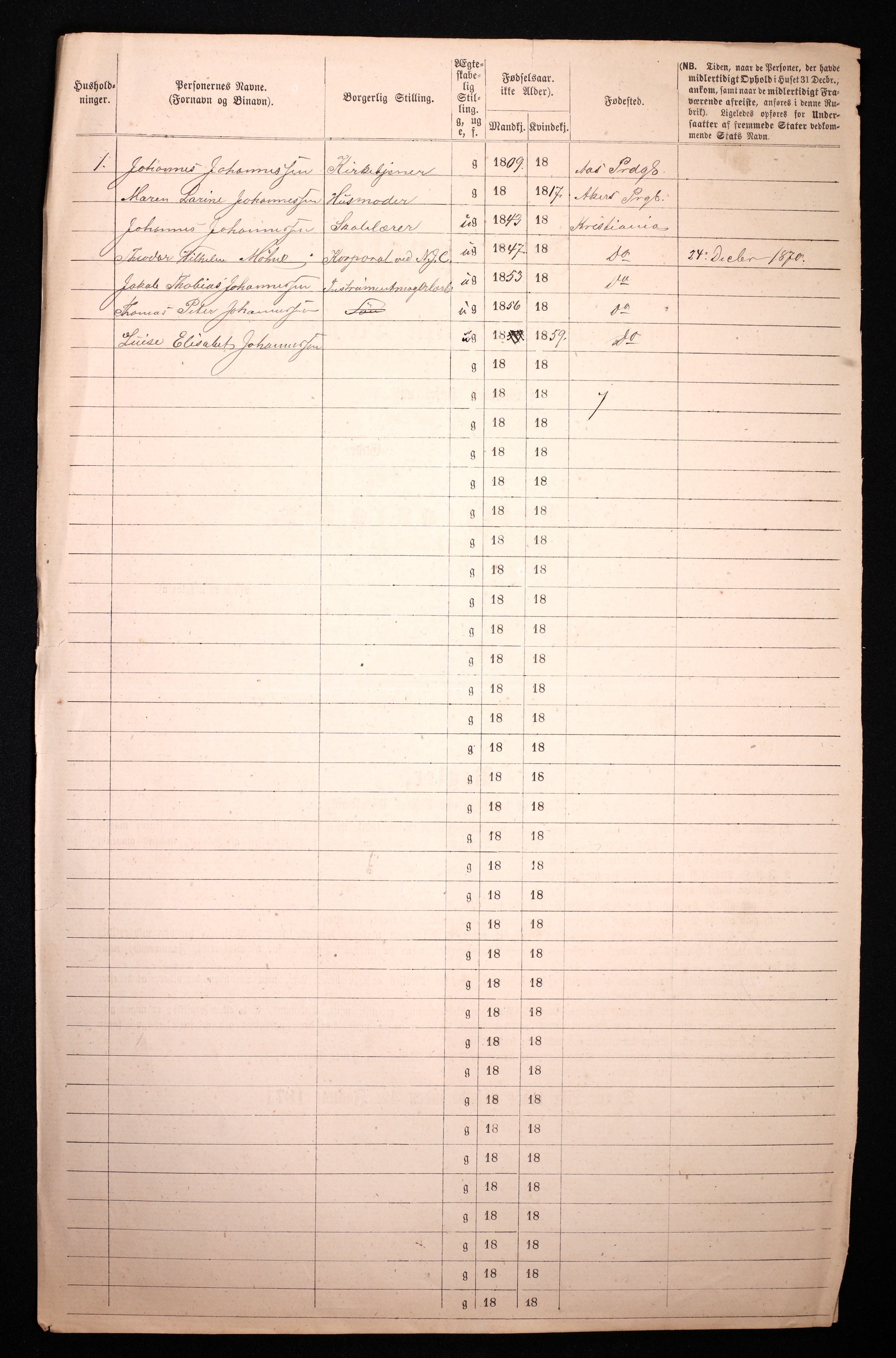 RA, 1870 census for 0301 Kristiania, 1870, p. 871