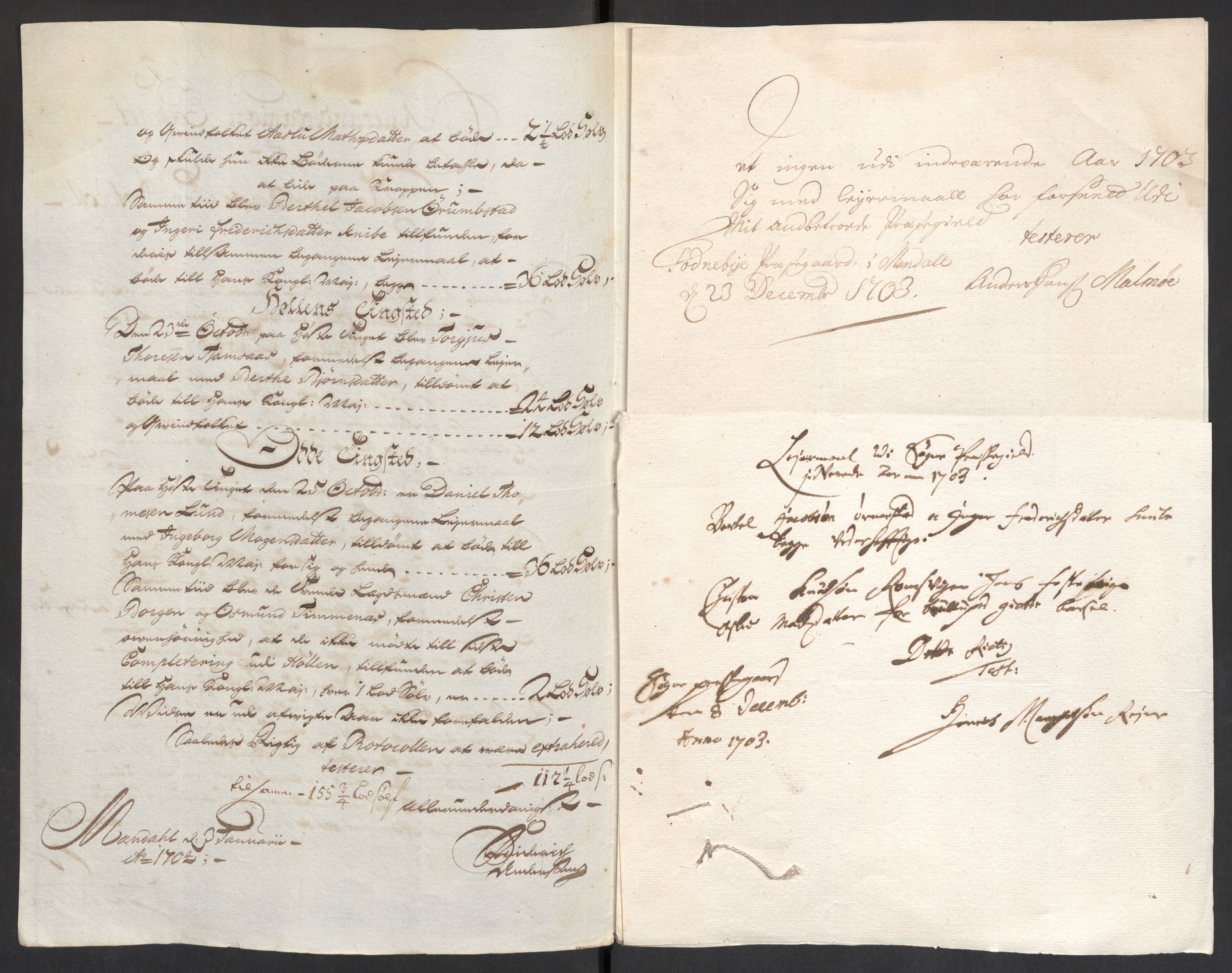 Rentekammeret inntil 1814, Reviderte regnskaper, Fogderegnskap, RA/EA-4092/R43/L2550: Fogderegnskap Lista og Mandal, 1703-1704, p. 59