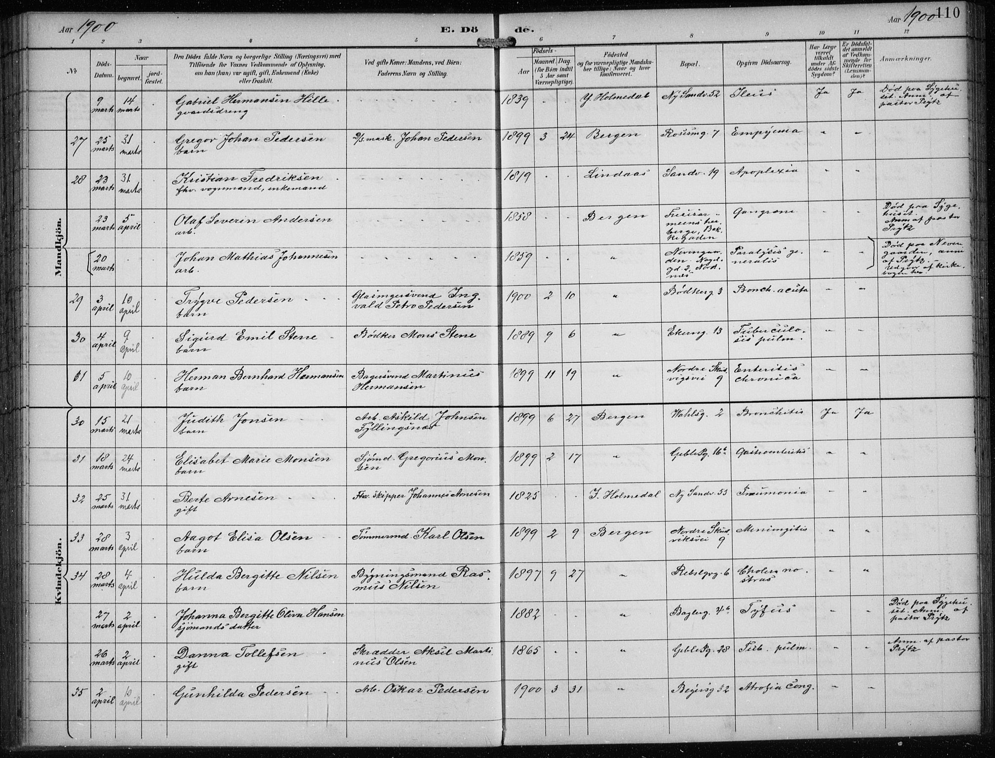 Sandviken Sokneprestembete, SAB/A-77601/H/Ha/L0018: Parish register (official) no. E 1, 1893-1905, p. 110
