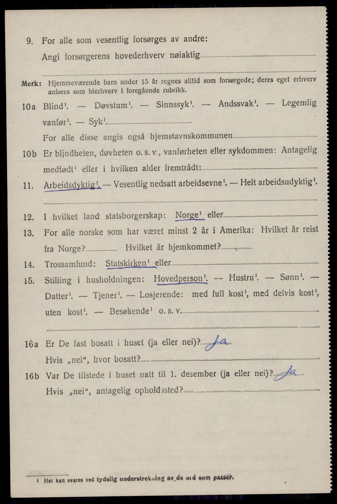 SAST, 1920 census for Suldal, 1920, p. 1019