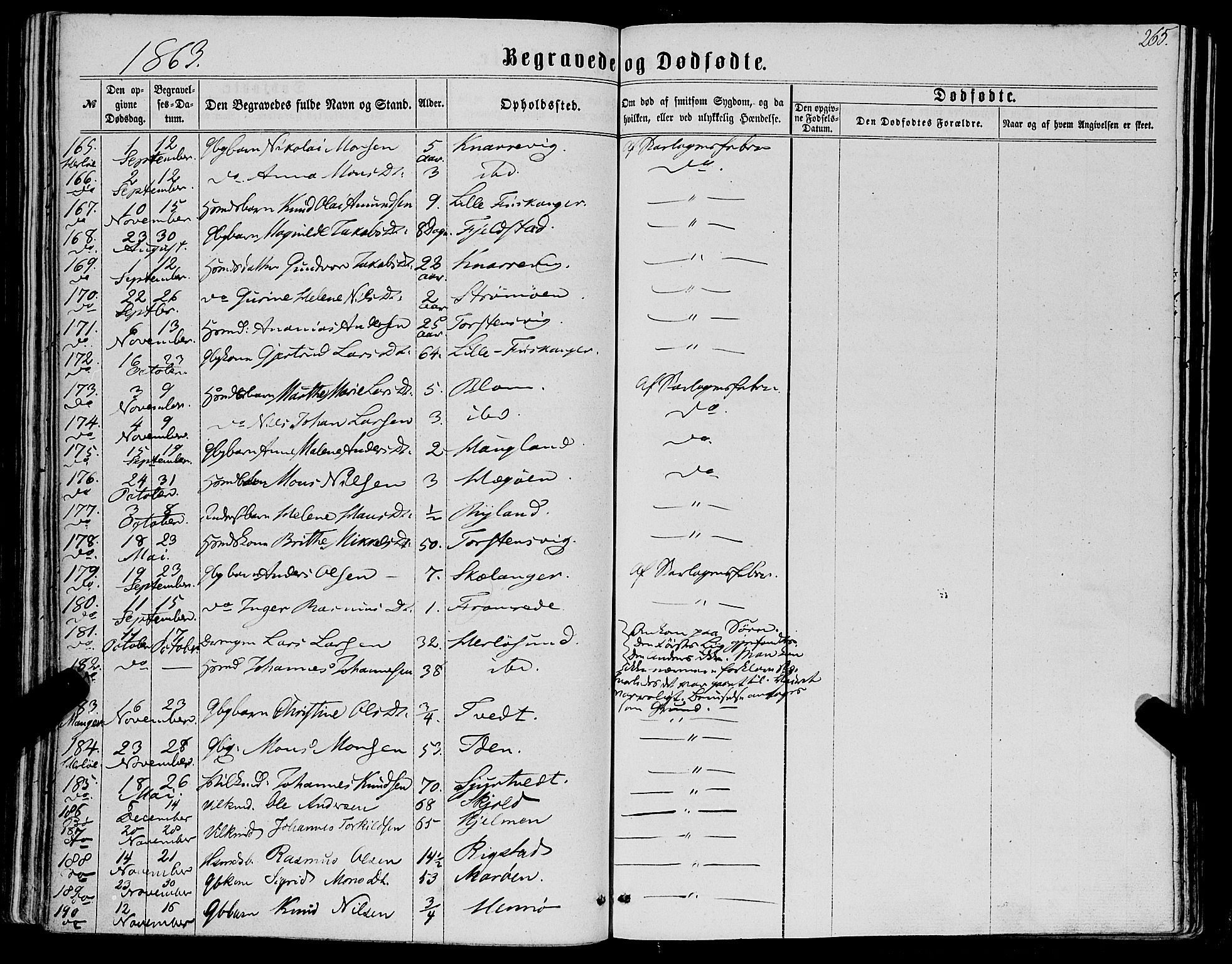 Manger sokneprestembete, SAB/A-76801/H/Haa: Parish register (official) no. A 7, 1860-1870, p. 265