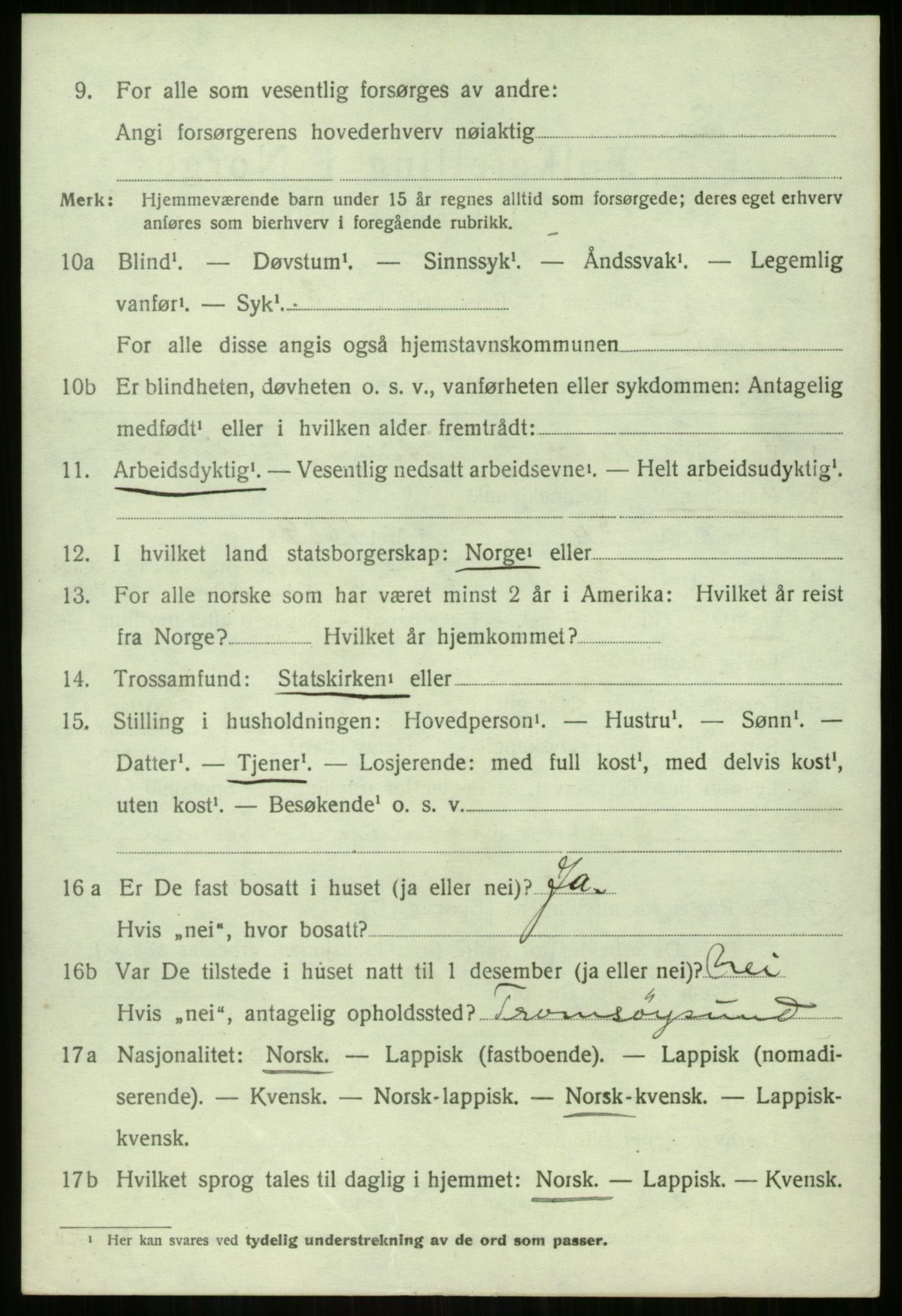 SATØ, 1920 census for Balsfjord, 1920, p. 1203