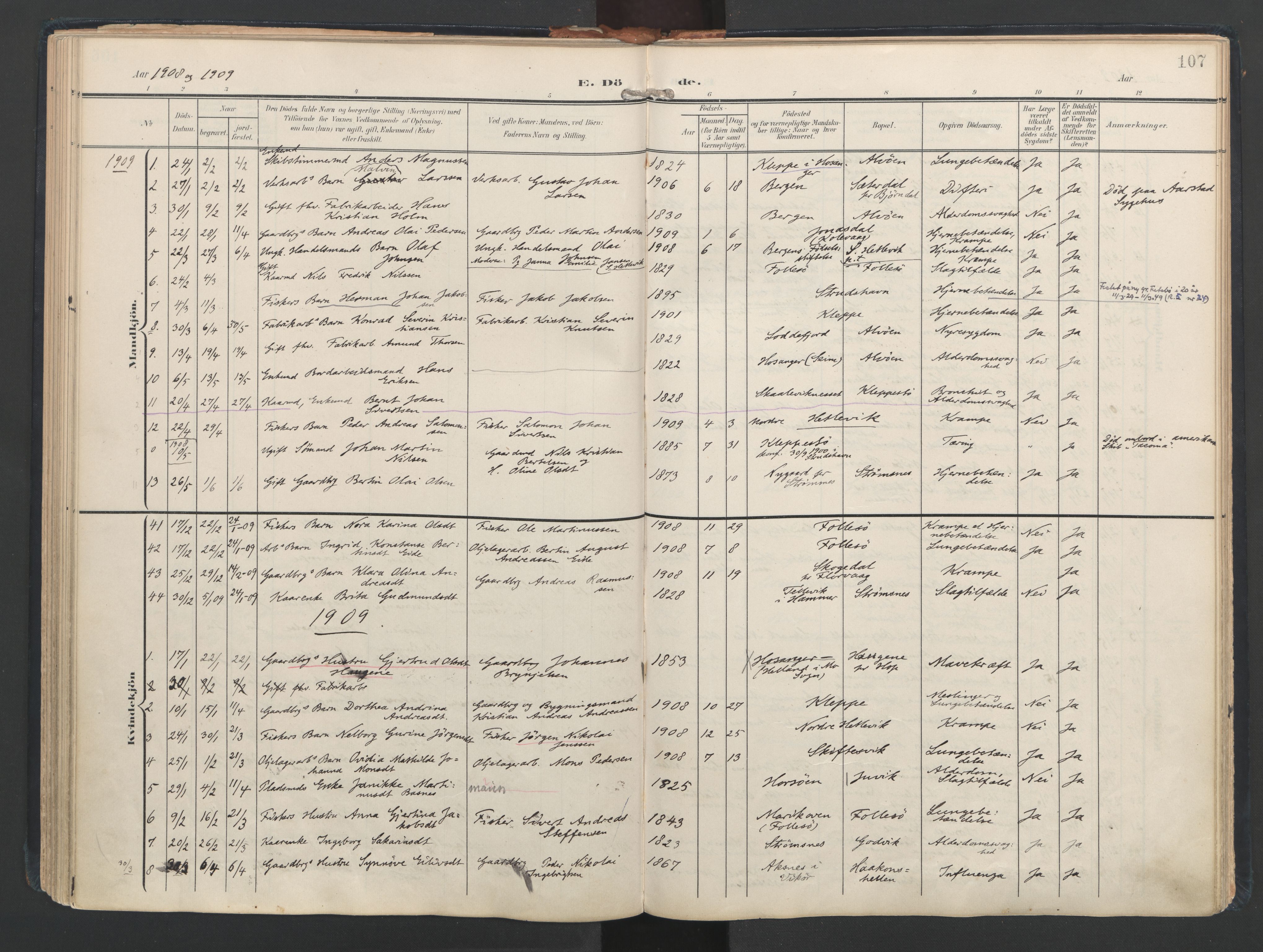 Askøy Sokneprestembete, AV/SAB-A-74101/H/Ha/Haa/Haad/L0001: Parish register (official) no. D 1, 1902-1916, p. 107