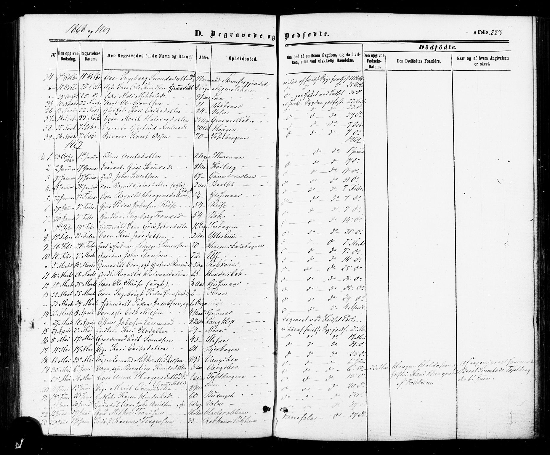 Ministerialprotokoller, klokkerbøker og fødselsregistre - Sør-Trøndelag, SAT/A-1456/674/L0870: Parish register (official) no. 674A02, 1861-1879, p. 223