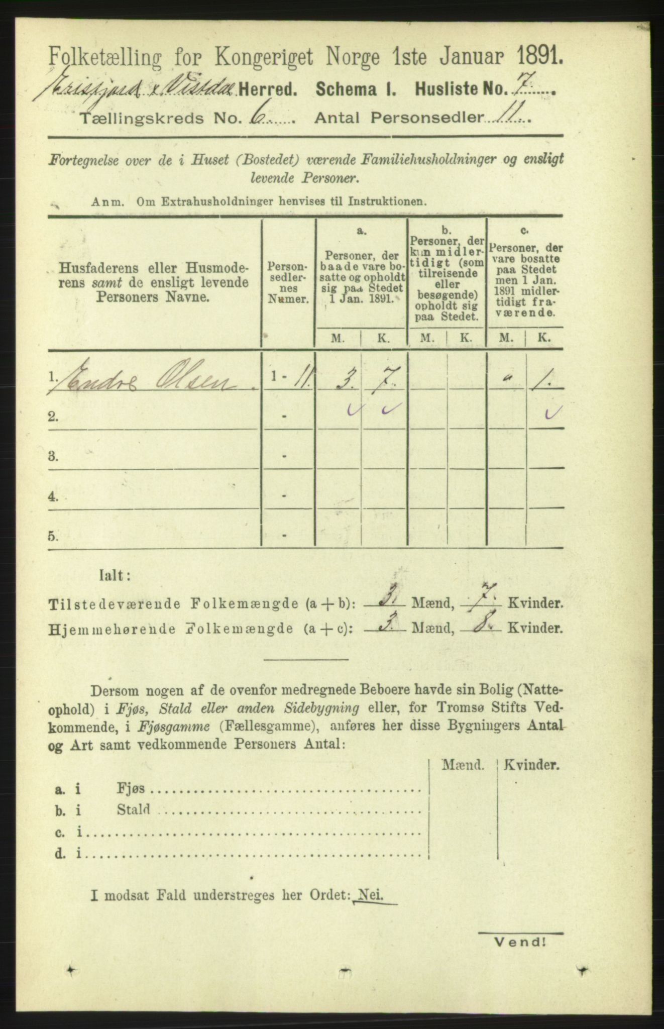 RA, 1891 census for 1542 Eresfjord og Vistdal, 1891, p. 1462