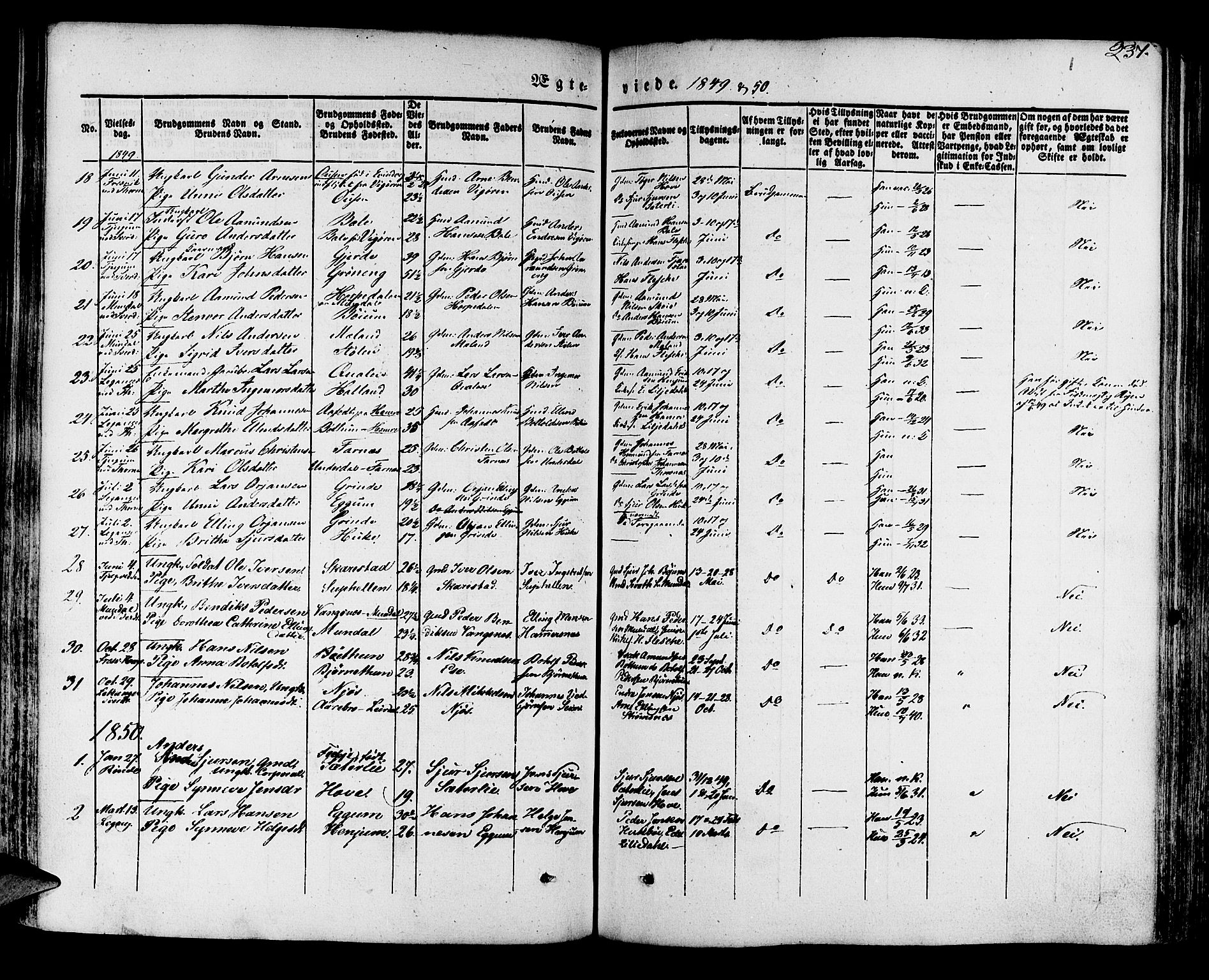 Leikanger sokneprestembete, AV/SAB-A-81001/H/Haa/Haaa/L0007: Parish register (official) no. A 7, 1838-1851, p. 237