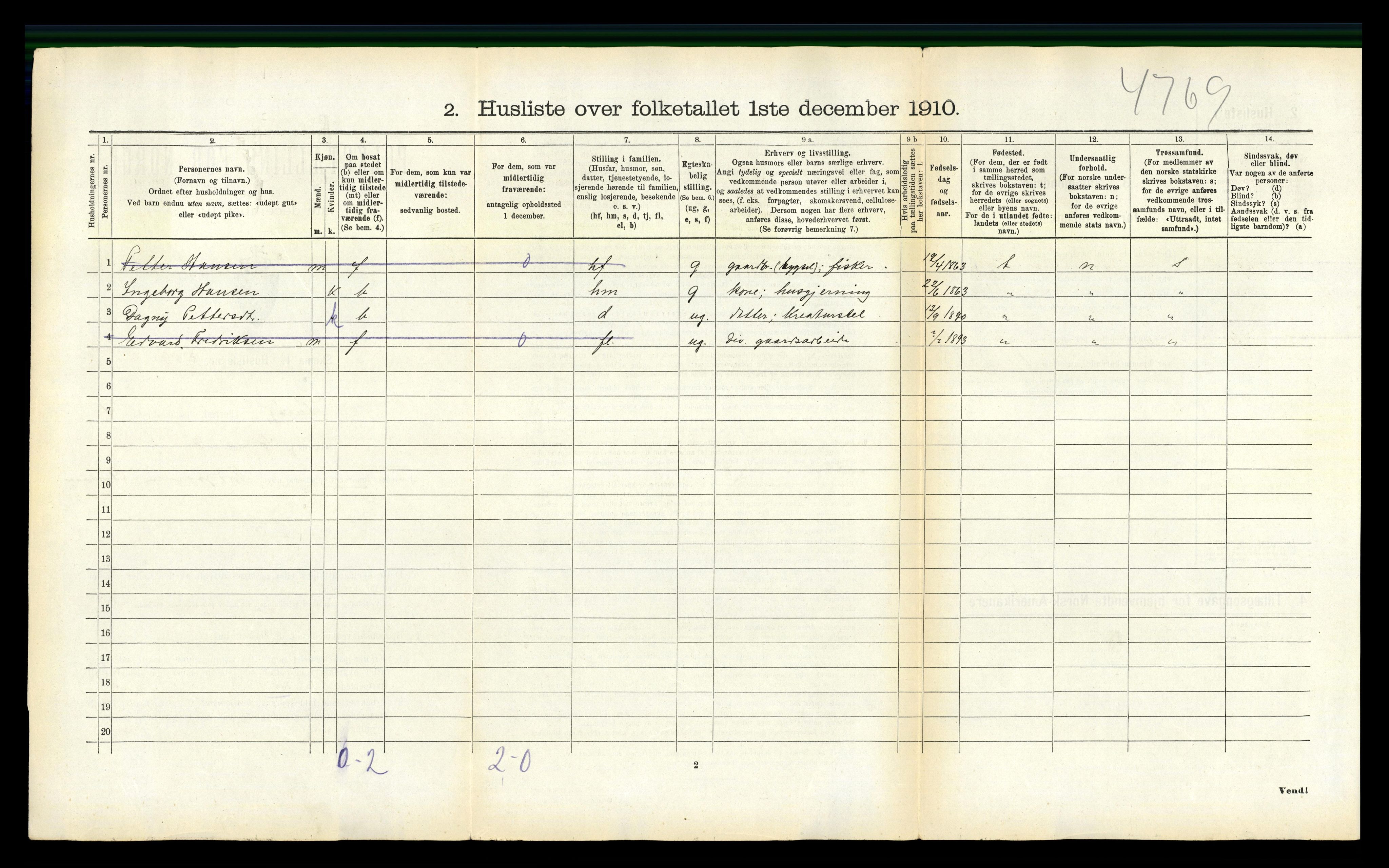 RA, 1910 census for Lurøy, 1910, p. 543