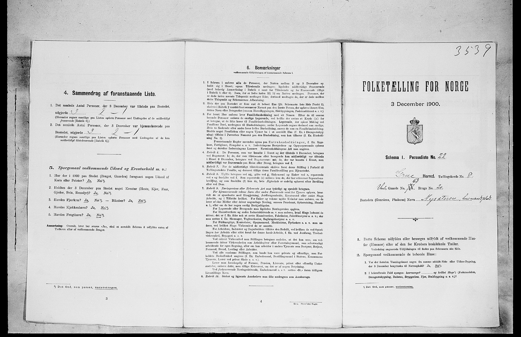 SAH, 1900 census for Grue, 1900, p. 1368