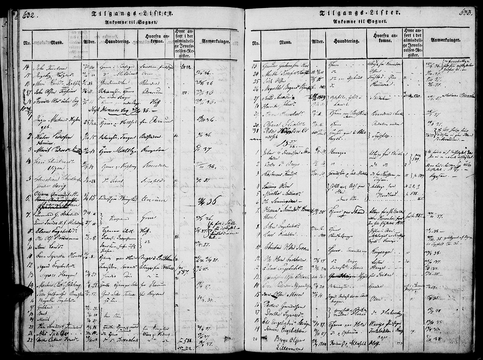 Åmot prestekontor, Hedmark, SAH/PREST-056/H/Ha/Haa/L0005: Parish register (official) no. 5, 1815-1841, p. 632-633
