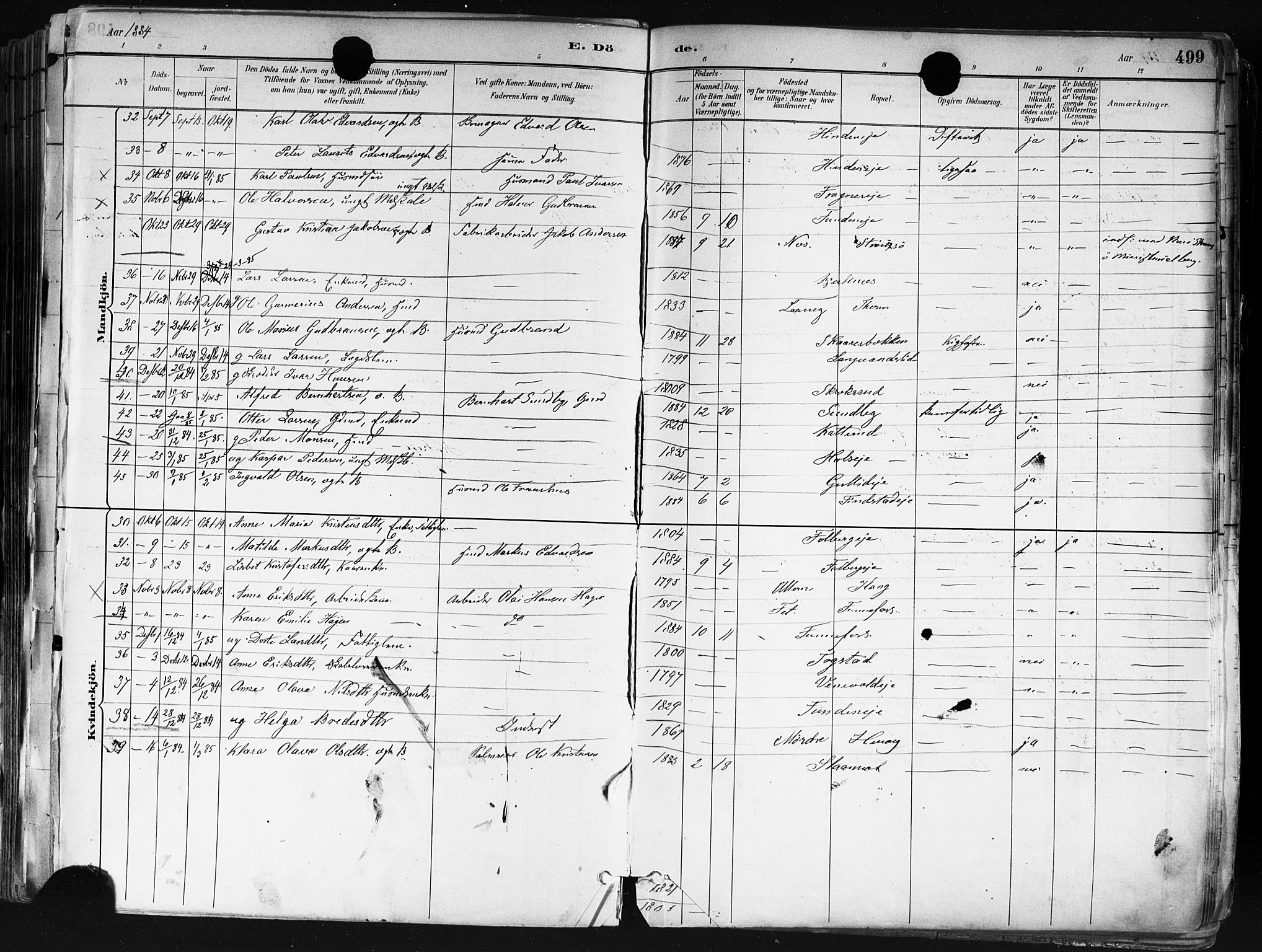 Nes prestekontor Kirkebøker, AV/SAO-A-10410/F/Fa/L0010: Parish register (official) no. I 10, 1883-1898, p. 499