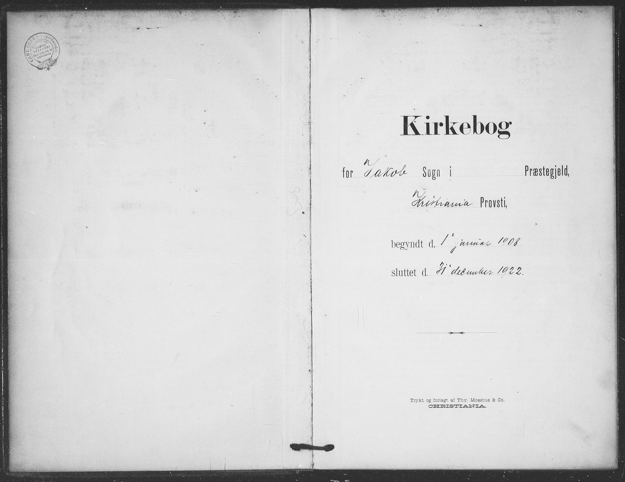 Jakob prestekontor Kirkebøker, SAO/A-10850/F/Fa/L0010: Parish register (official) no. 10, 1908-1922