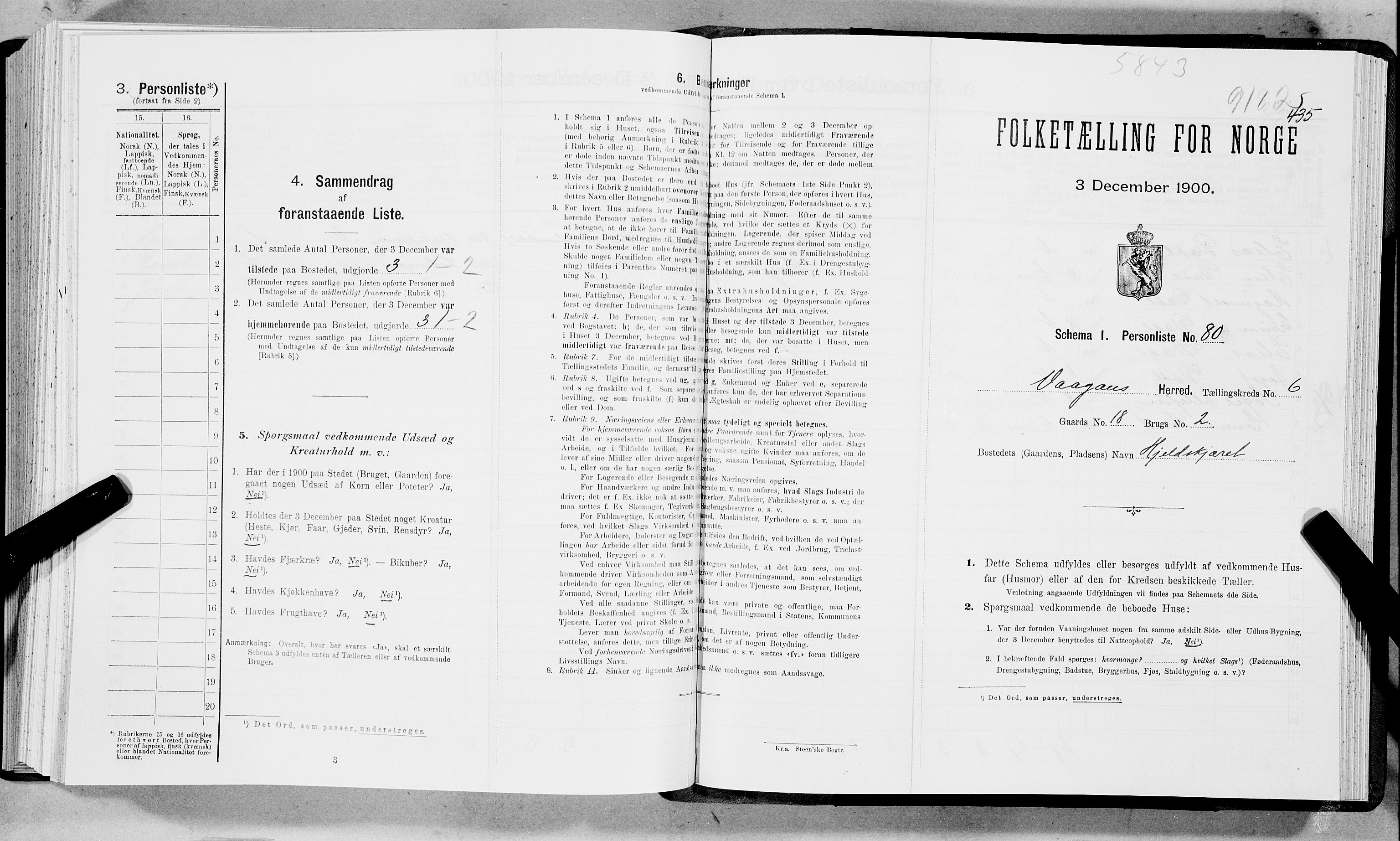 SAT, 1900 census for Vågan, 1900, p. 784
