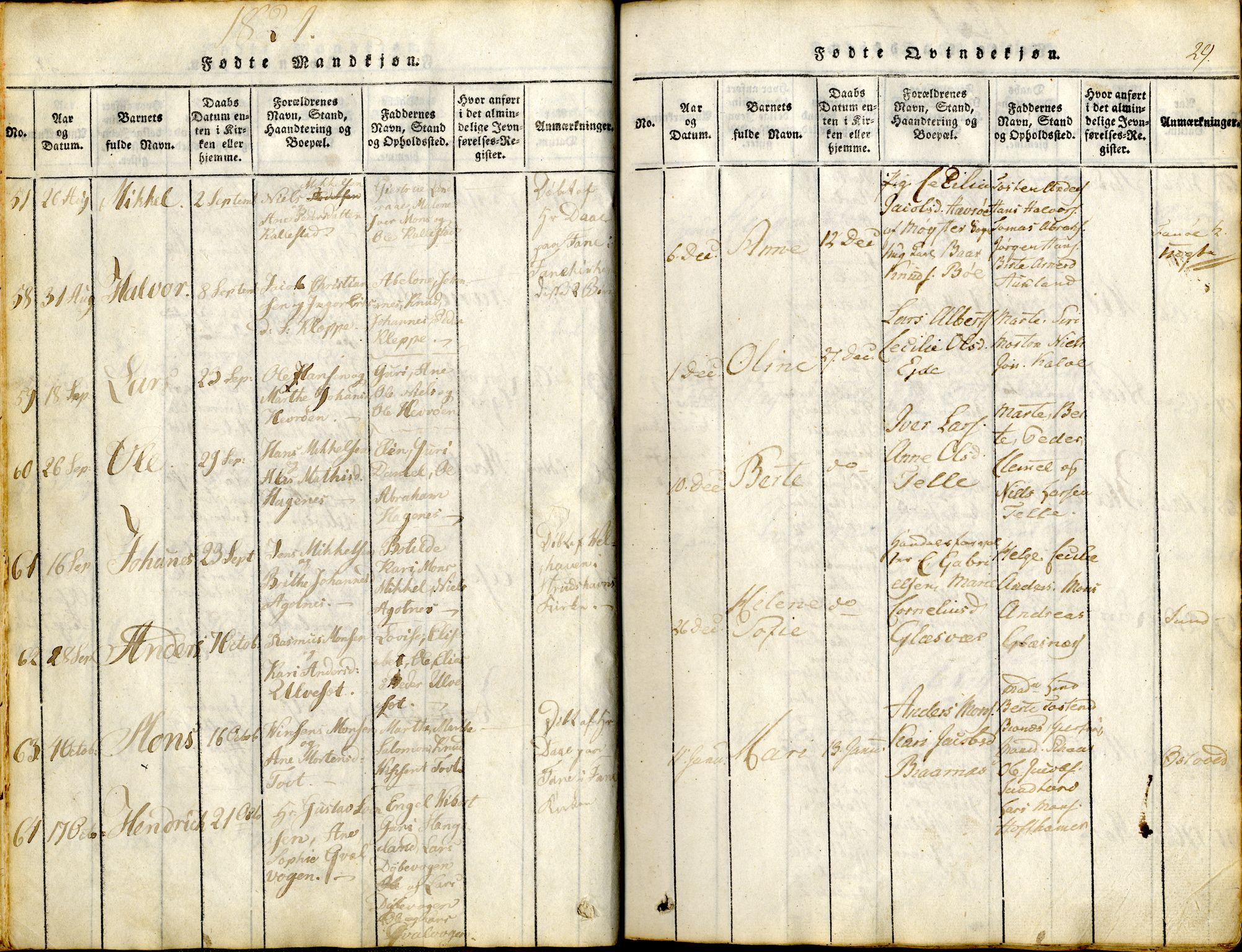 Sund sokneprestembete, AV/SAB-A-99930: Parish register (official) no. A 11, 1814-1825, p. 29