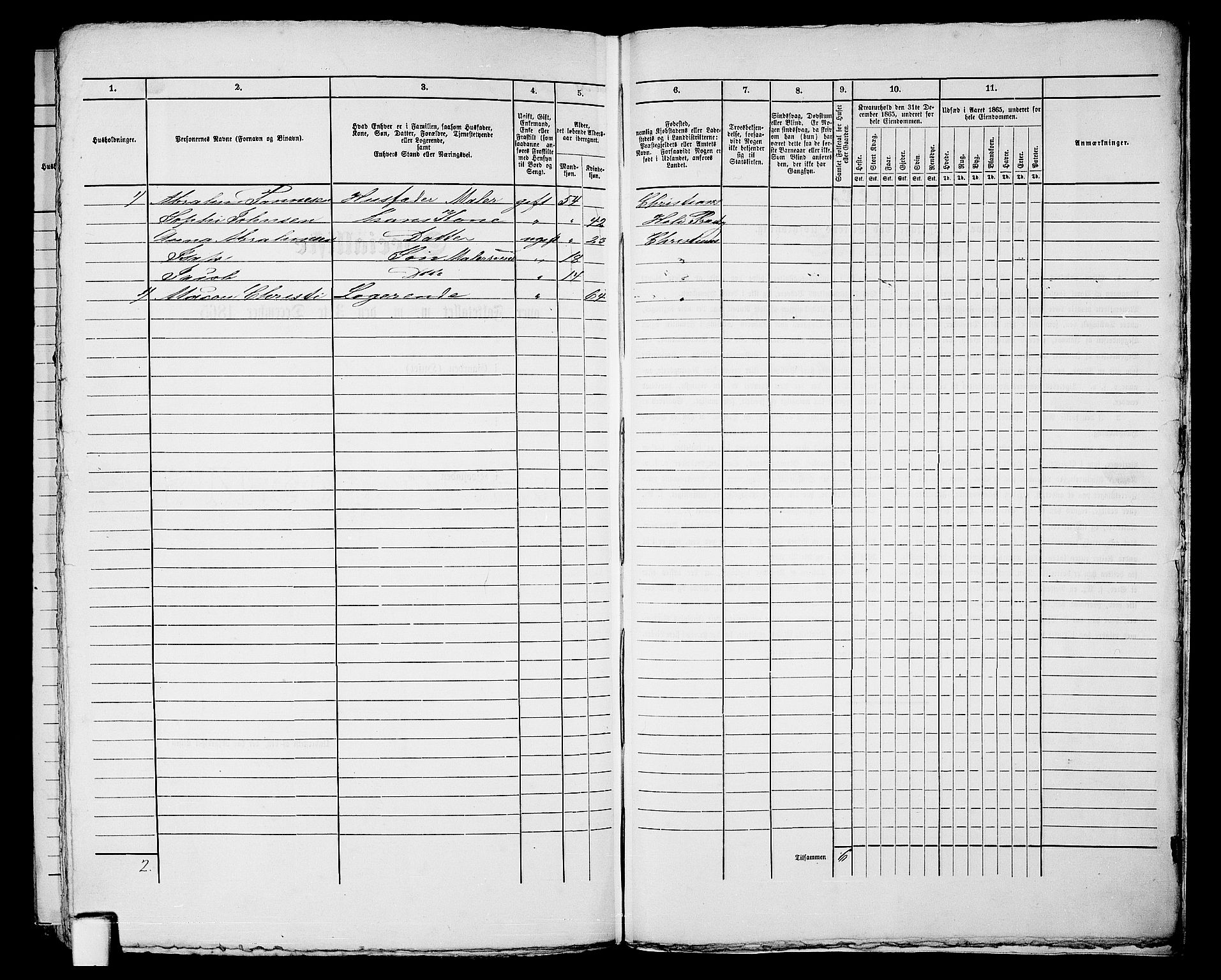 RA, 1865 census for Kristiansand, 1865, p. 513