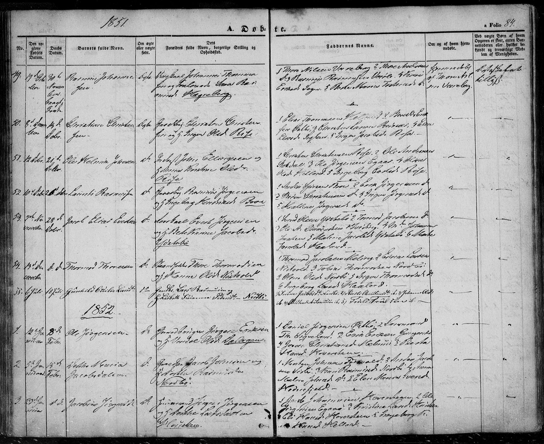 Rennesøy sokneprestkontor, SAST/A -101827/H/Ha/Haa/L0005: Parish register (official) no. A 5, 1838-1859, p. 84