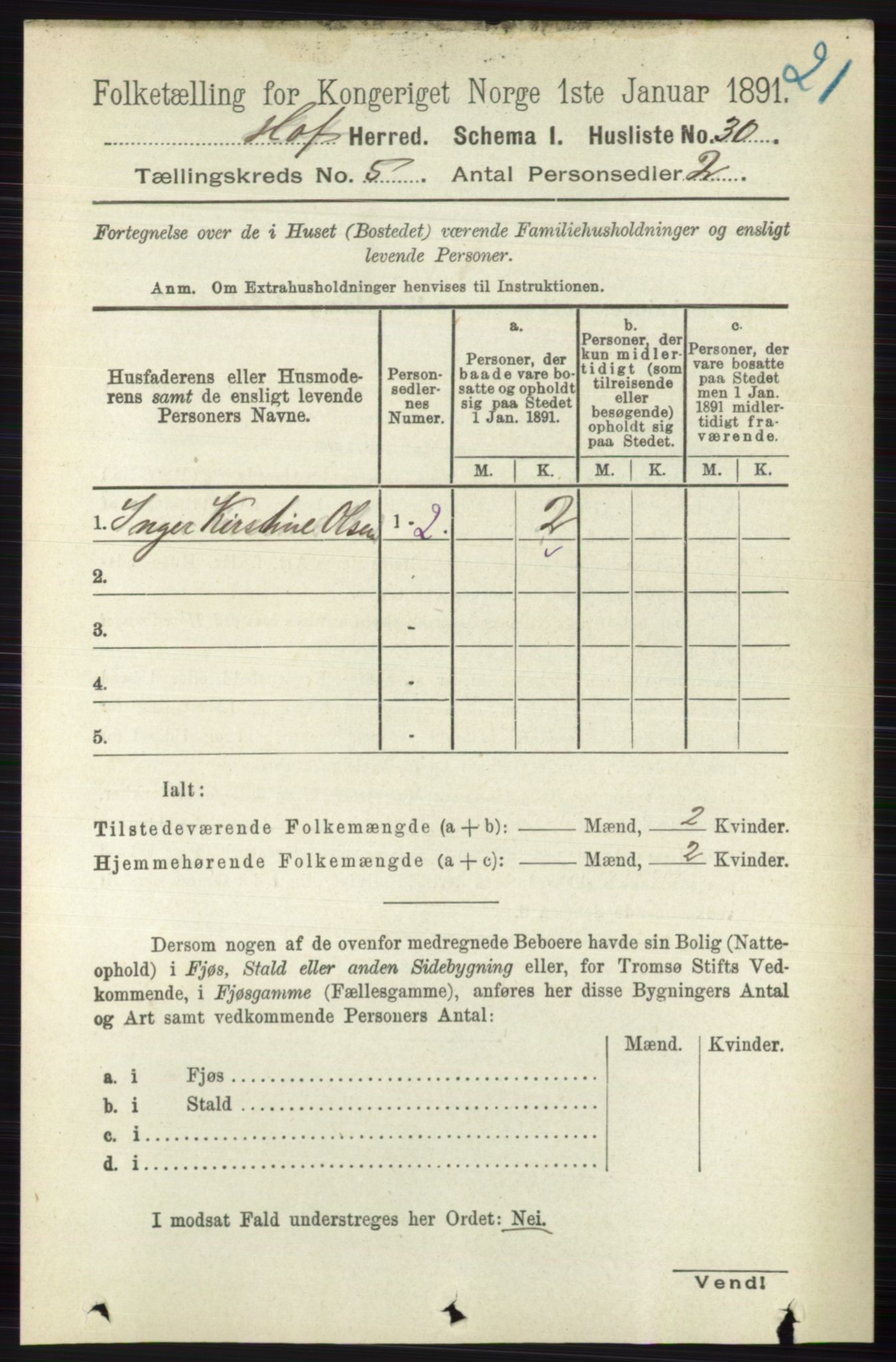 RA, 1891 census for 0714 Hof, 1891, p. 1486