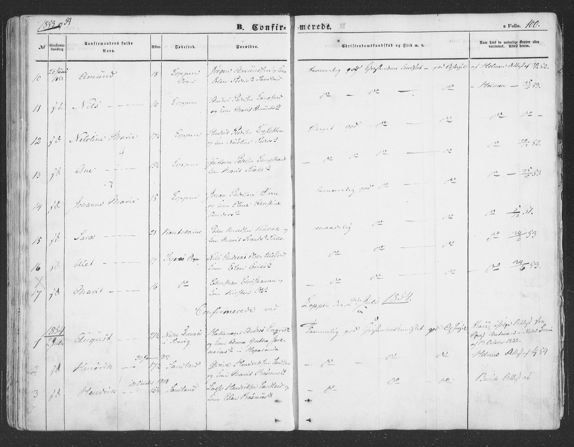 Loppa sokneprestkontor, SATØ/S-1339/H/Ha/L0004kirke: Parish register (official) no. 4, 1849-1868, p. 100