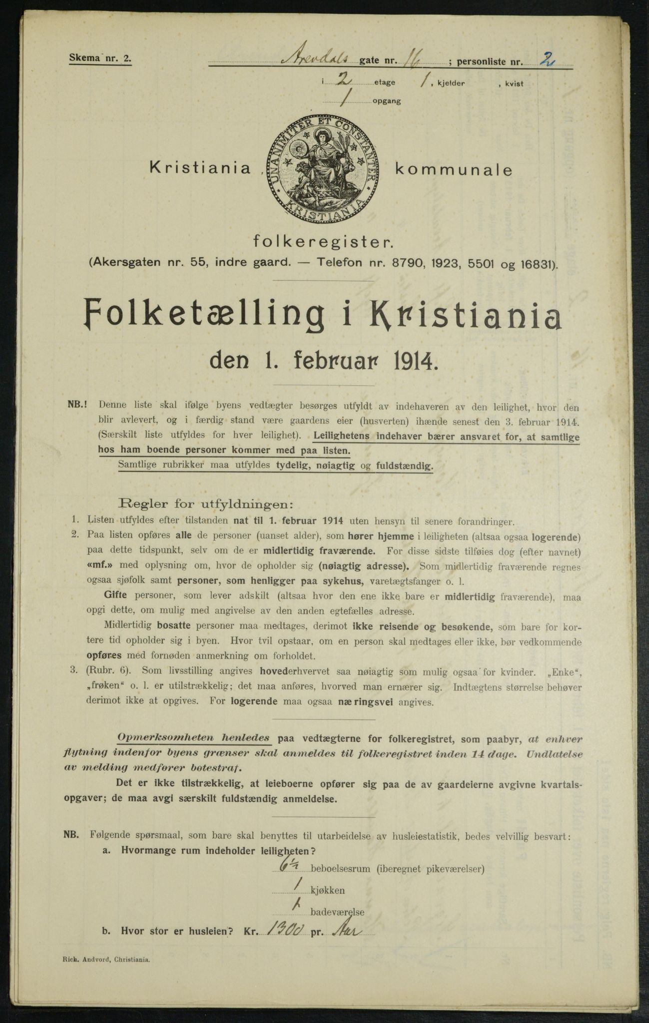 OBA, Municipal Census 1914 for Kristiania, 1914, p. 1993