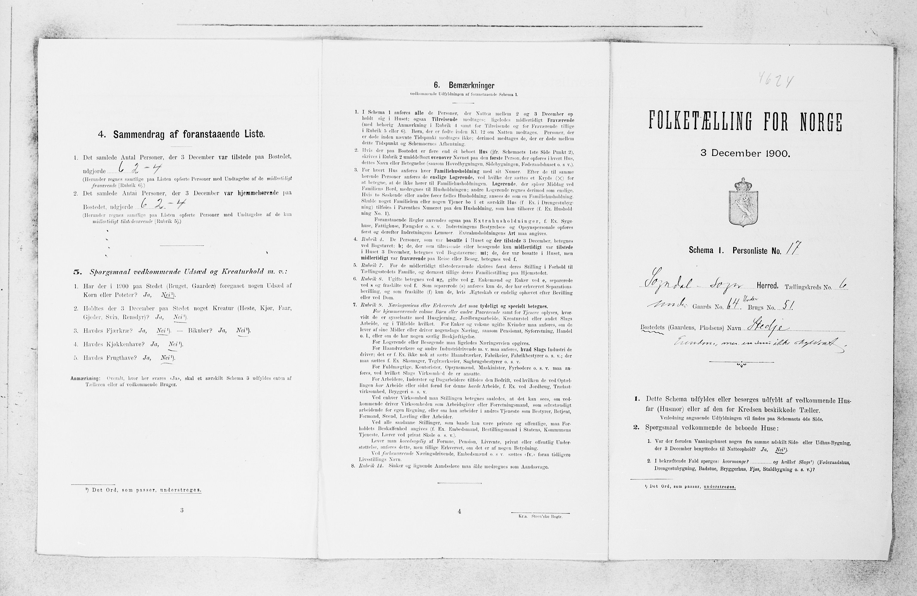 SAB, 1900 census for Sogndal, 1900, p. 395