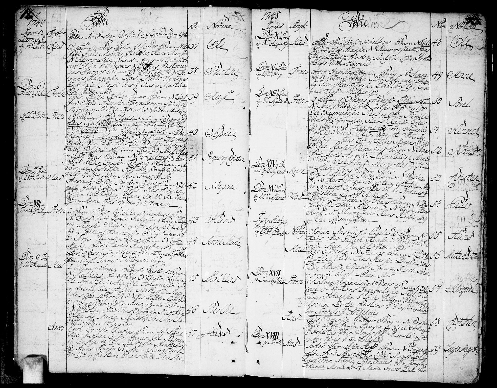 Ås prestekontor Kirkebøker, AV/SAO-A-10894/F/Fa/L0001: Parish register (official) no. I 1, 1742-1778, p. 42-43