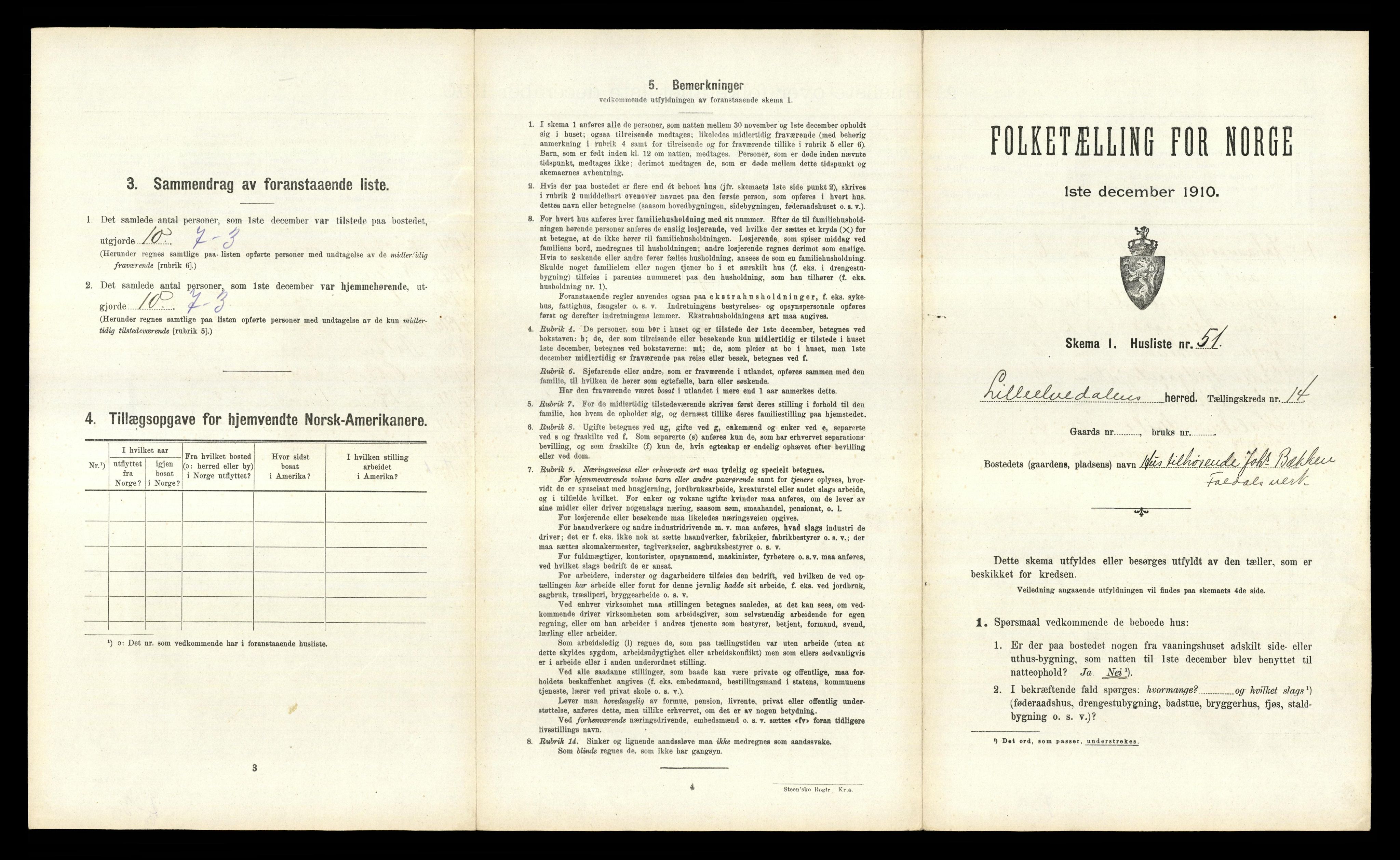 RA, 1910 census for Lille Elvedalen, 1910, p. 1207