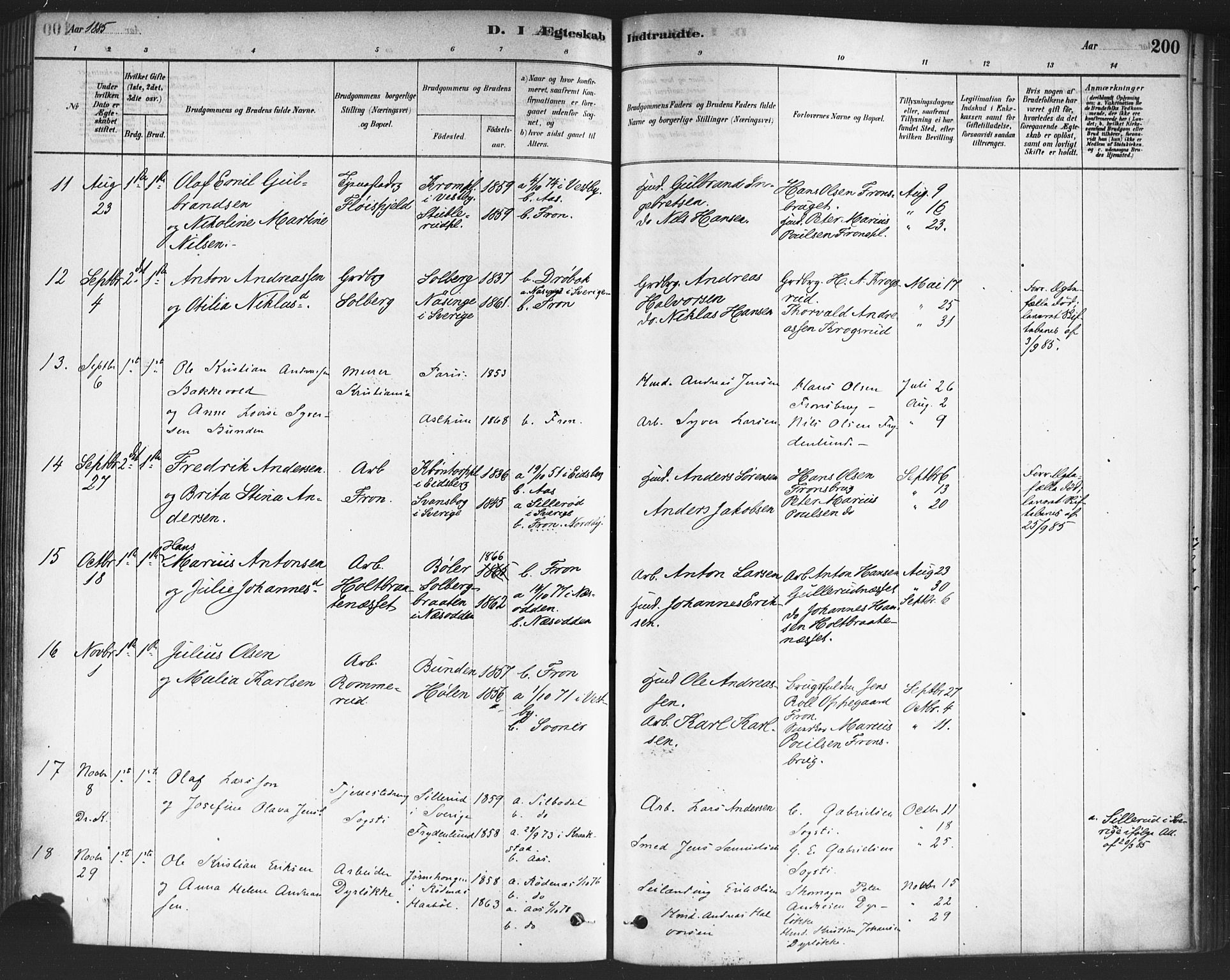 Drøbak prestekontor Kirkebøker, AV/SAO-A-10142a/F/Fc/L0002: Parish register (official) no. III 2, 1878-1891, p. 200