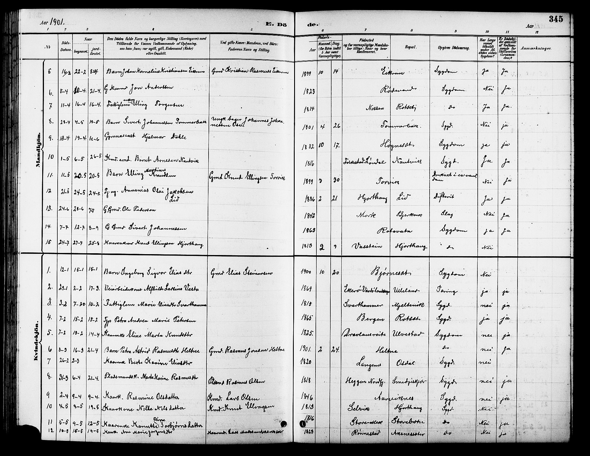 Ministerialprotokoller, klokkerbøker og fødselsregistre - Møre og Romsdal, AV/SAT-A-1454/511/L0158: Parish register (copy) no. 511C04, 1884-1903, p. 345