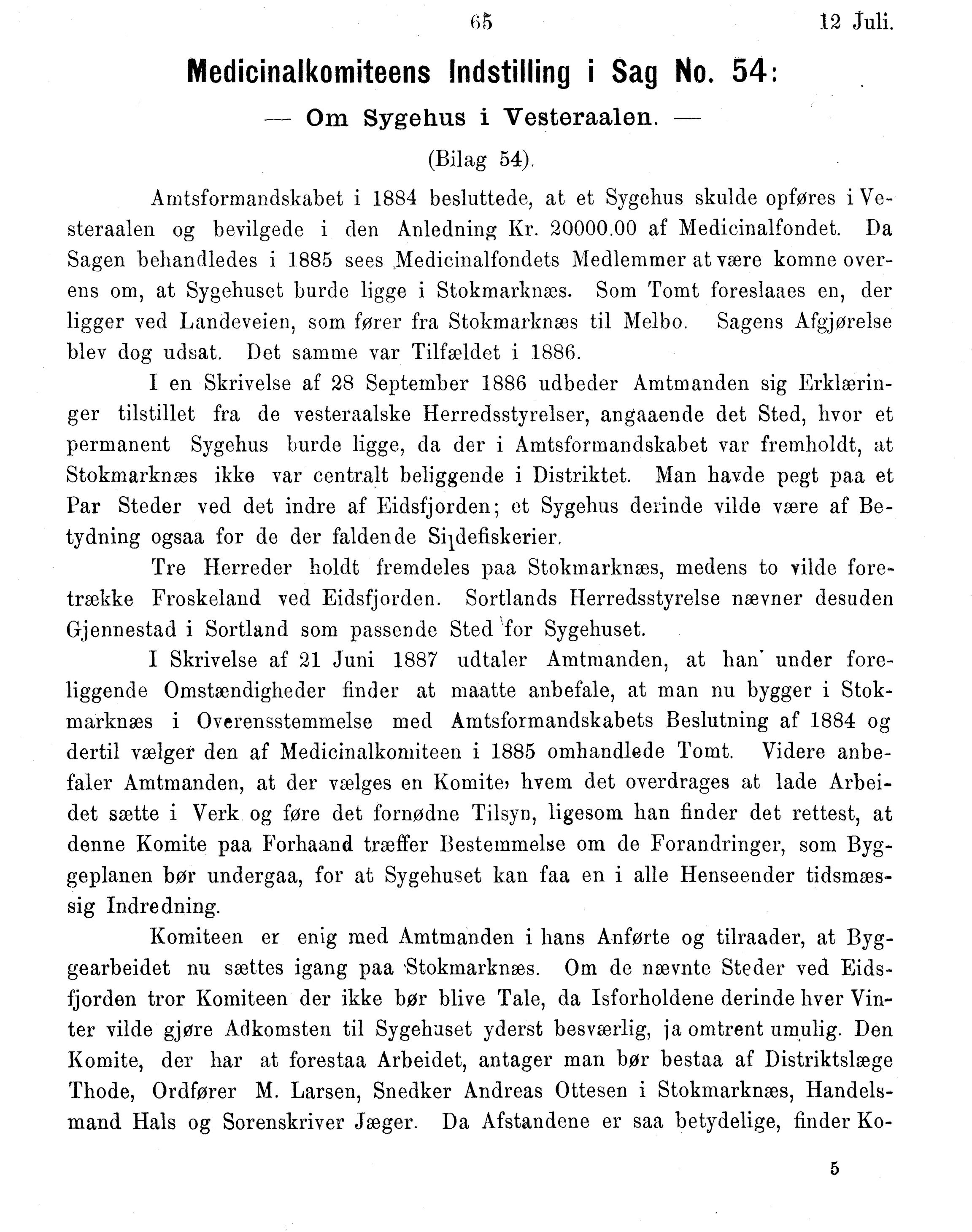 Nordland Fylkeskommune. Fylkestinget, AIN/NFK-17/176/A/Ac/L0015: Fylkestingsforhandlinger 1886-1890, 1886-1890