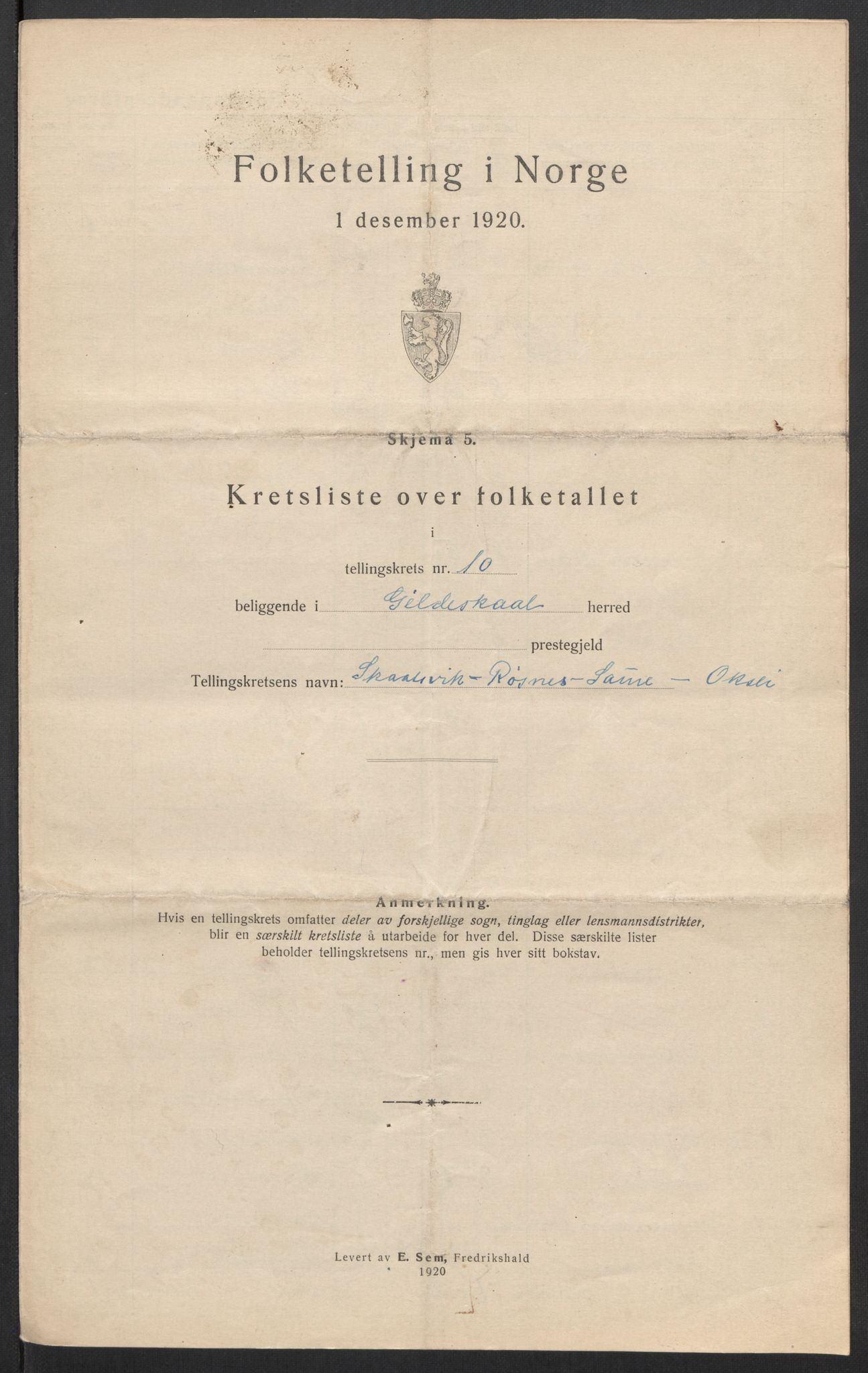 SAT, 1920 census for Gildeskål, 1920, p. 34