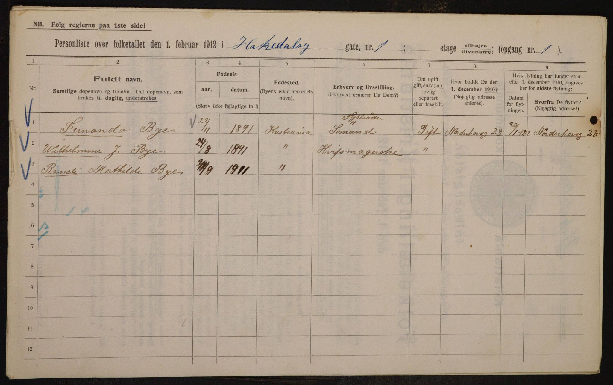 OBA, Municipal Census 1912 for Kristiania, 1912, p. 34030