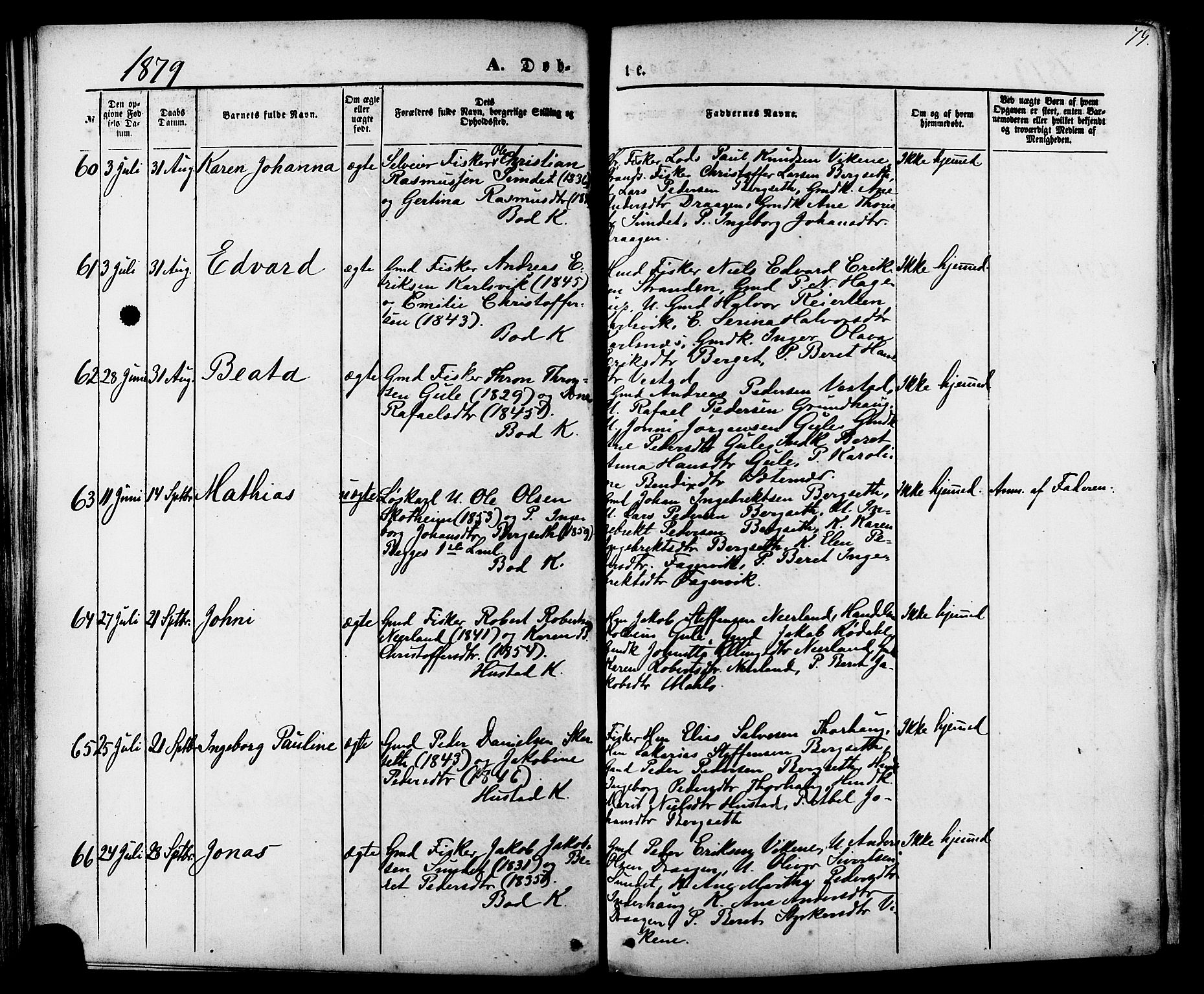 Ministerialprotokoller, klokkerbøker og fødselsregistre - Møre og Romsdal, SAT/A-1454/566/L0768: Parish register (official) no. 566A07, 1869-1881, p. 79